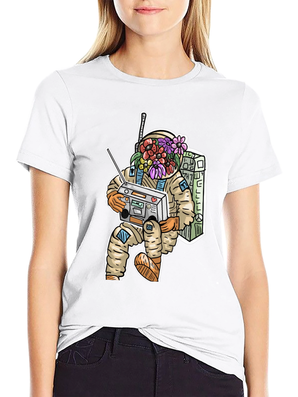 Astronaut Boombox Graphic Tee - Cool Casual Wear