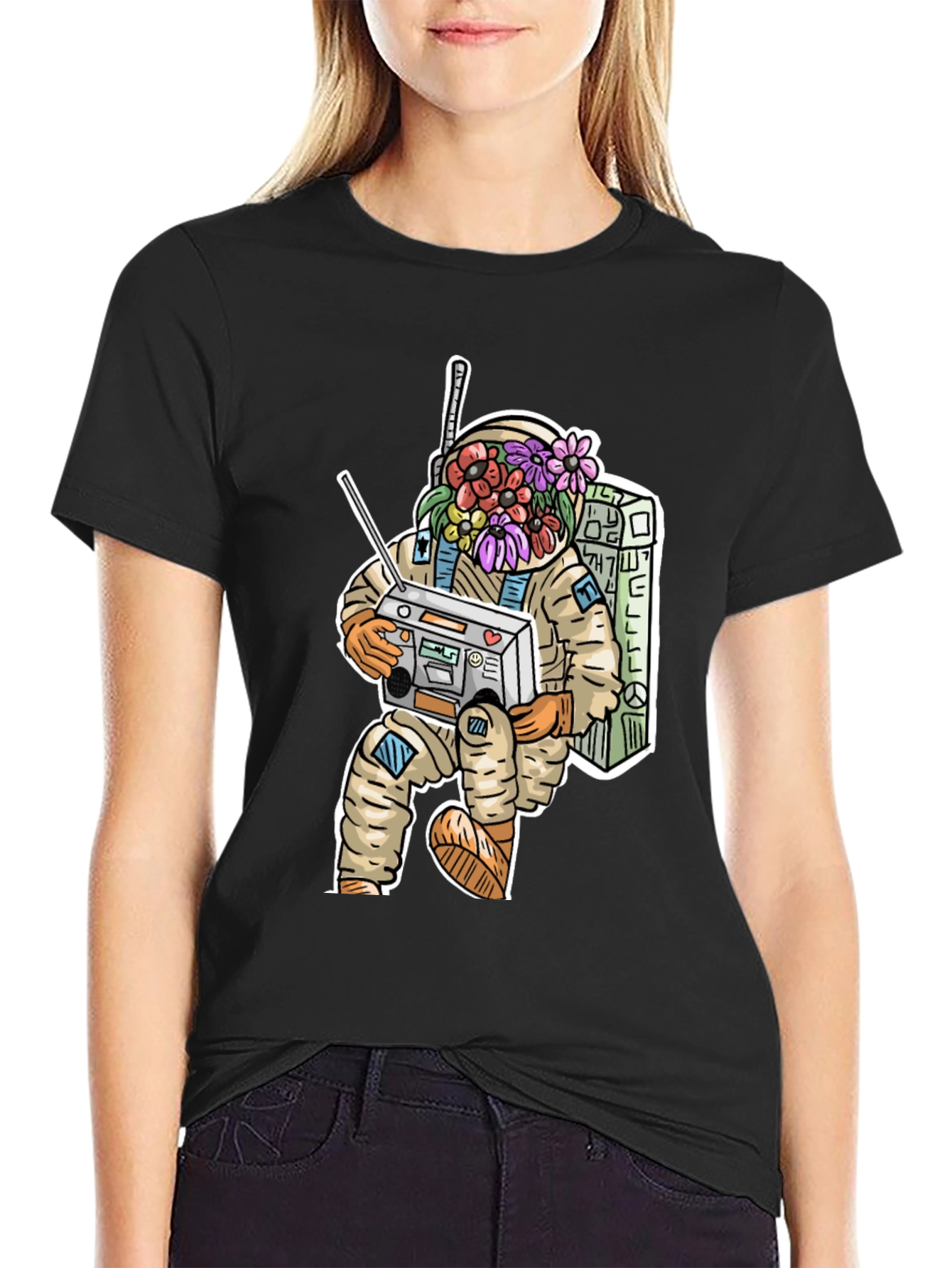 Astronaut Boombox Graphic Tee - Cool Casual Wear