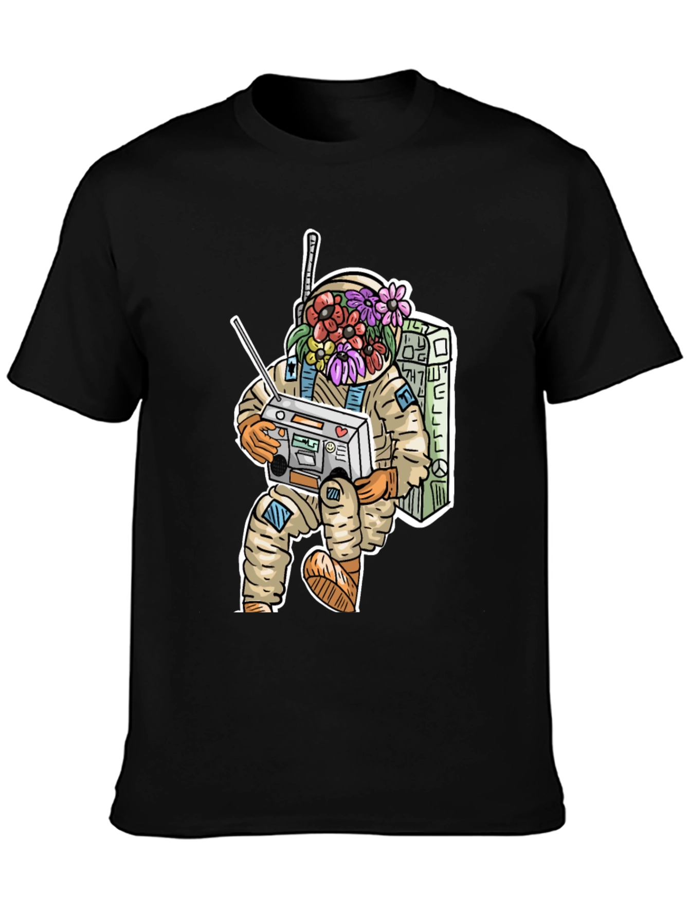 Astronaut Boombox Graphic Tee - Cool Casual Wear