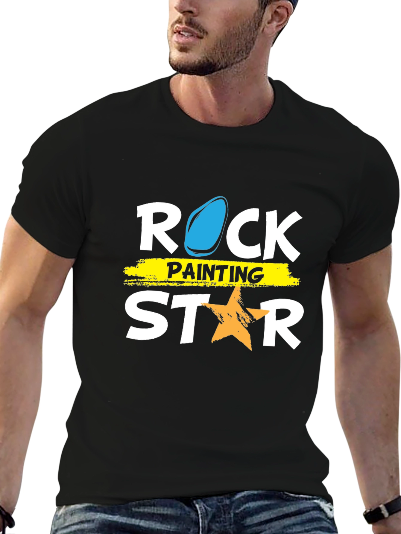Rock Painting Star Graphic Tee - Trendy Casual Shirt