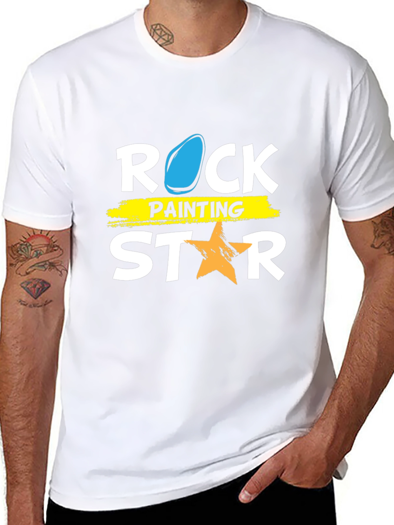 Rock Painting Star Graphic Tee - Trendy Casual Shirt