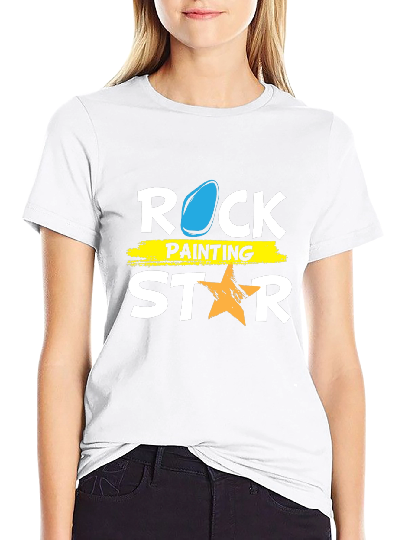 Rock Painting Star Graphic Tee - Trendy Casual Shirt