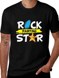 Rock Painting Star Graphic Tee - Trendy Casual Shirt