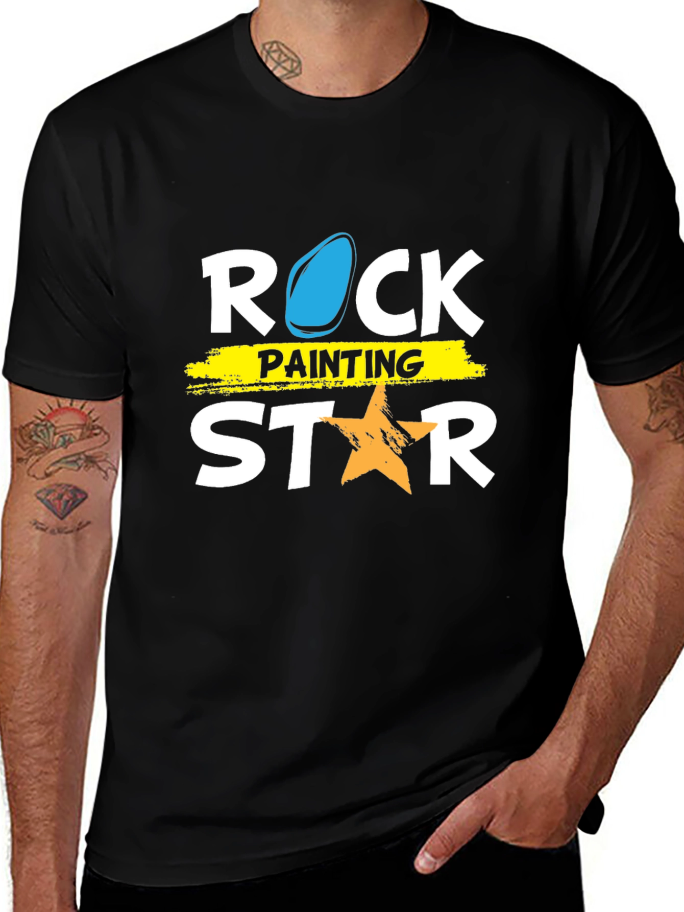 Rock Painting Star Graphic Tee - Trendy Casual Shirt