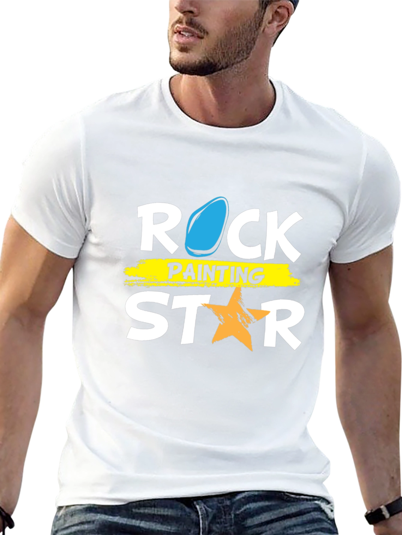 Rock Painting Star Graphic Tee - Trendy Casual Shirt