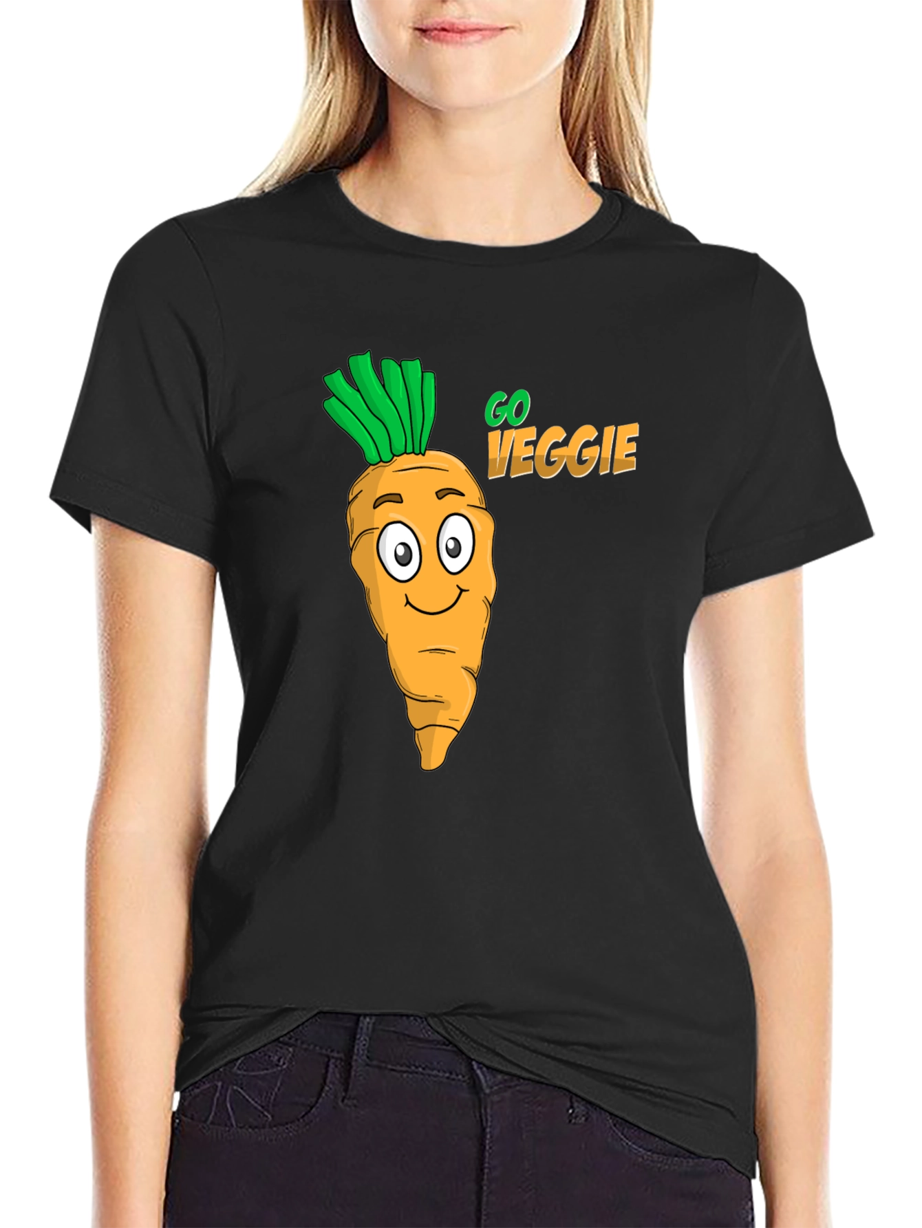 Go Veggie Black Graphic Tee