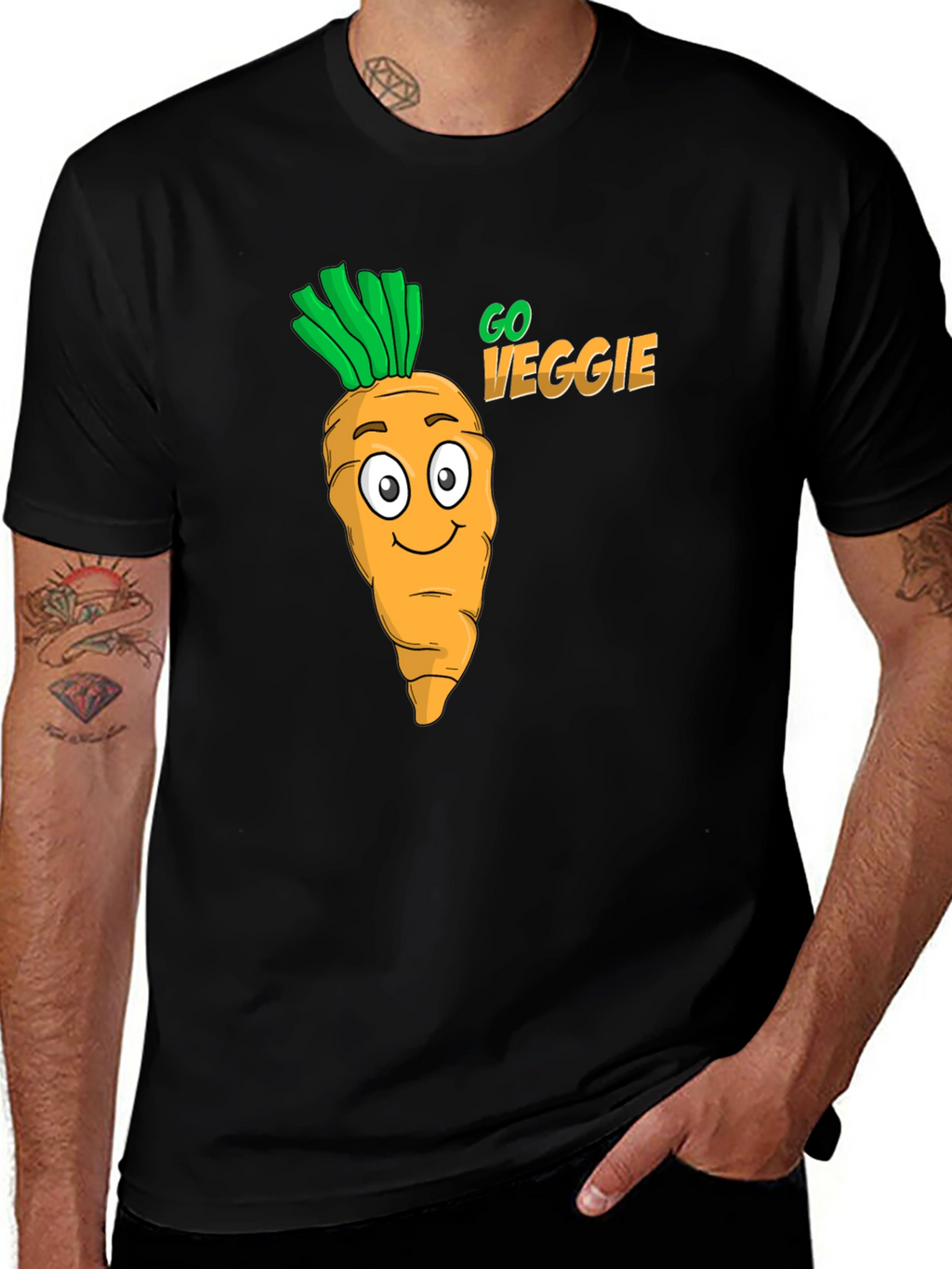 Go Veggie Black Graphic Tee