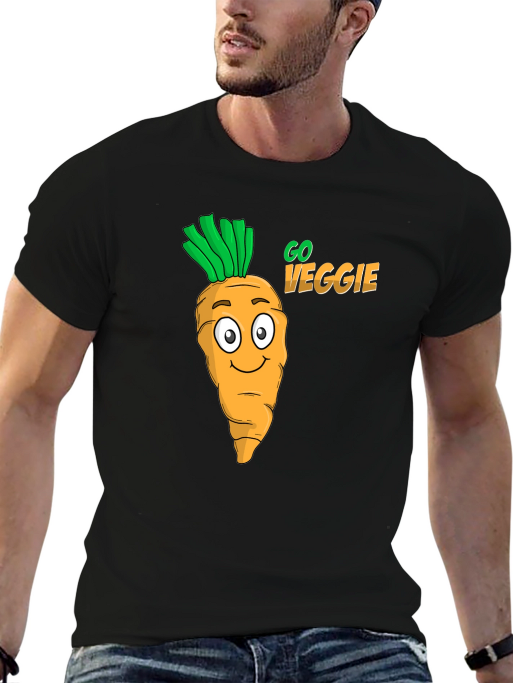 Go Veggie Black Graphic Tee