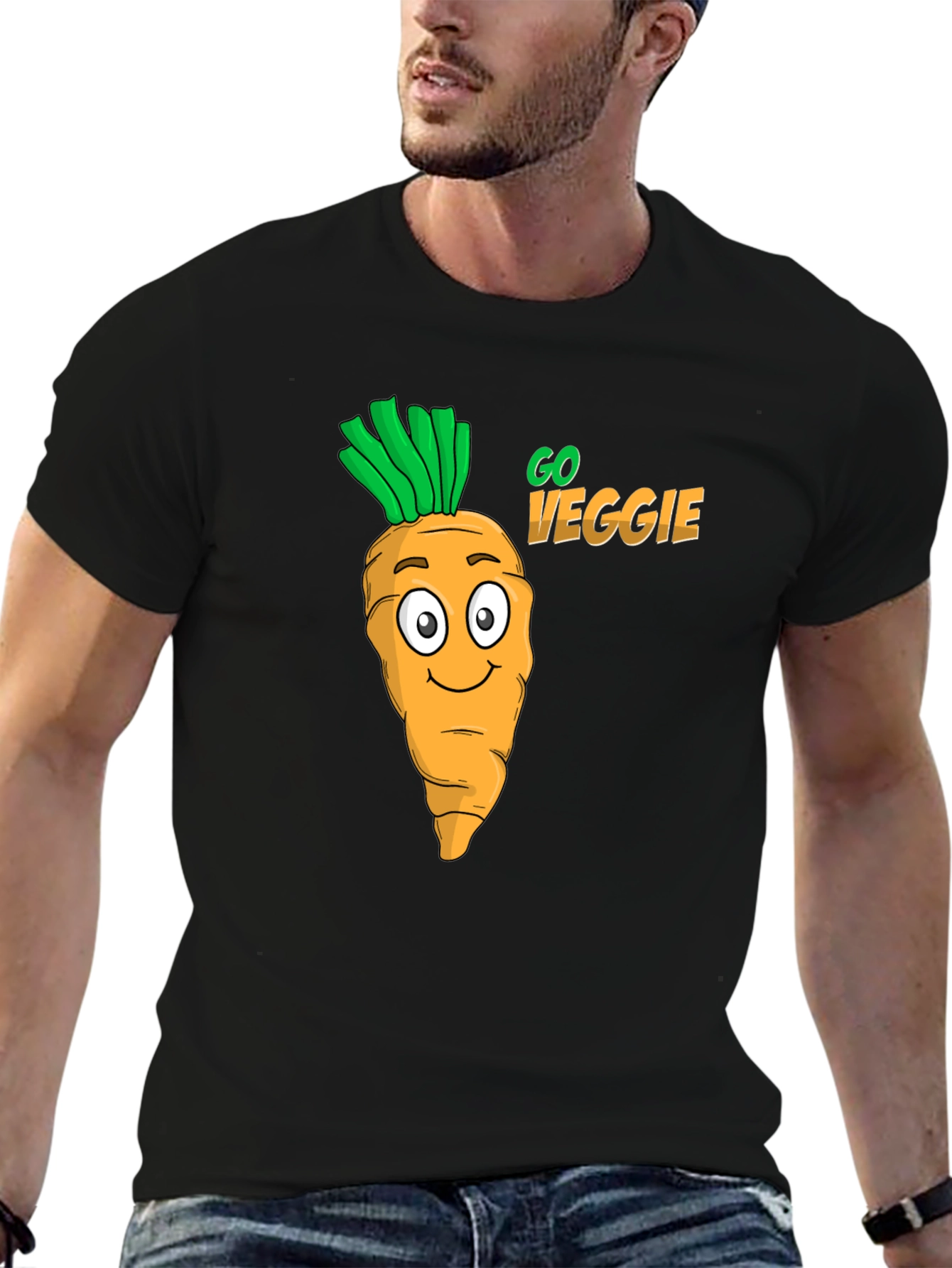 Go Veggie Black Graphic Tee