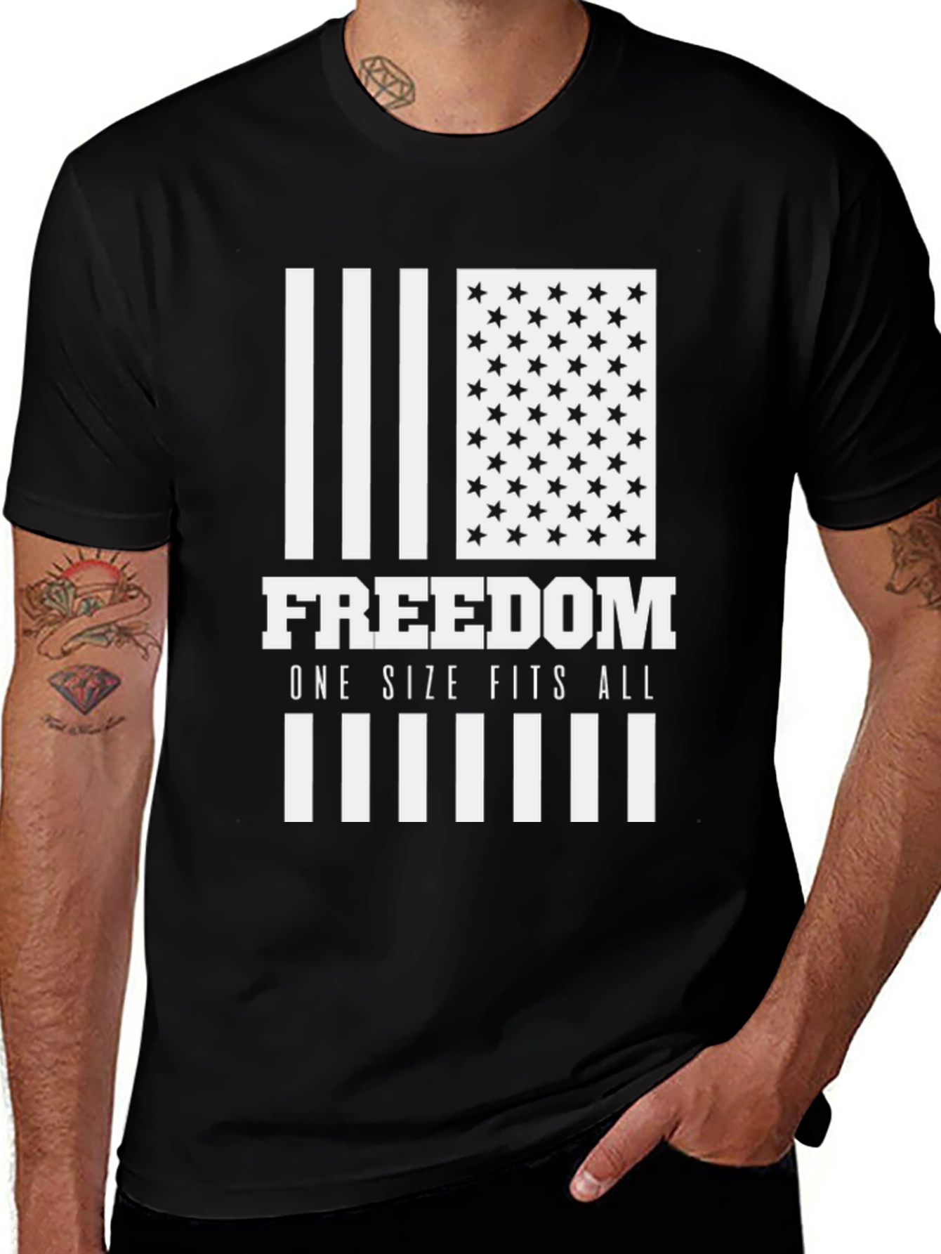 Freedom Flag Graphic T-Shirt - One Size Fits All Patriotic Tee