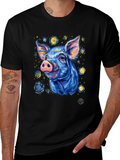 Starry Pig Graphic Tee - Unique Artistic Design