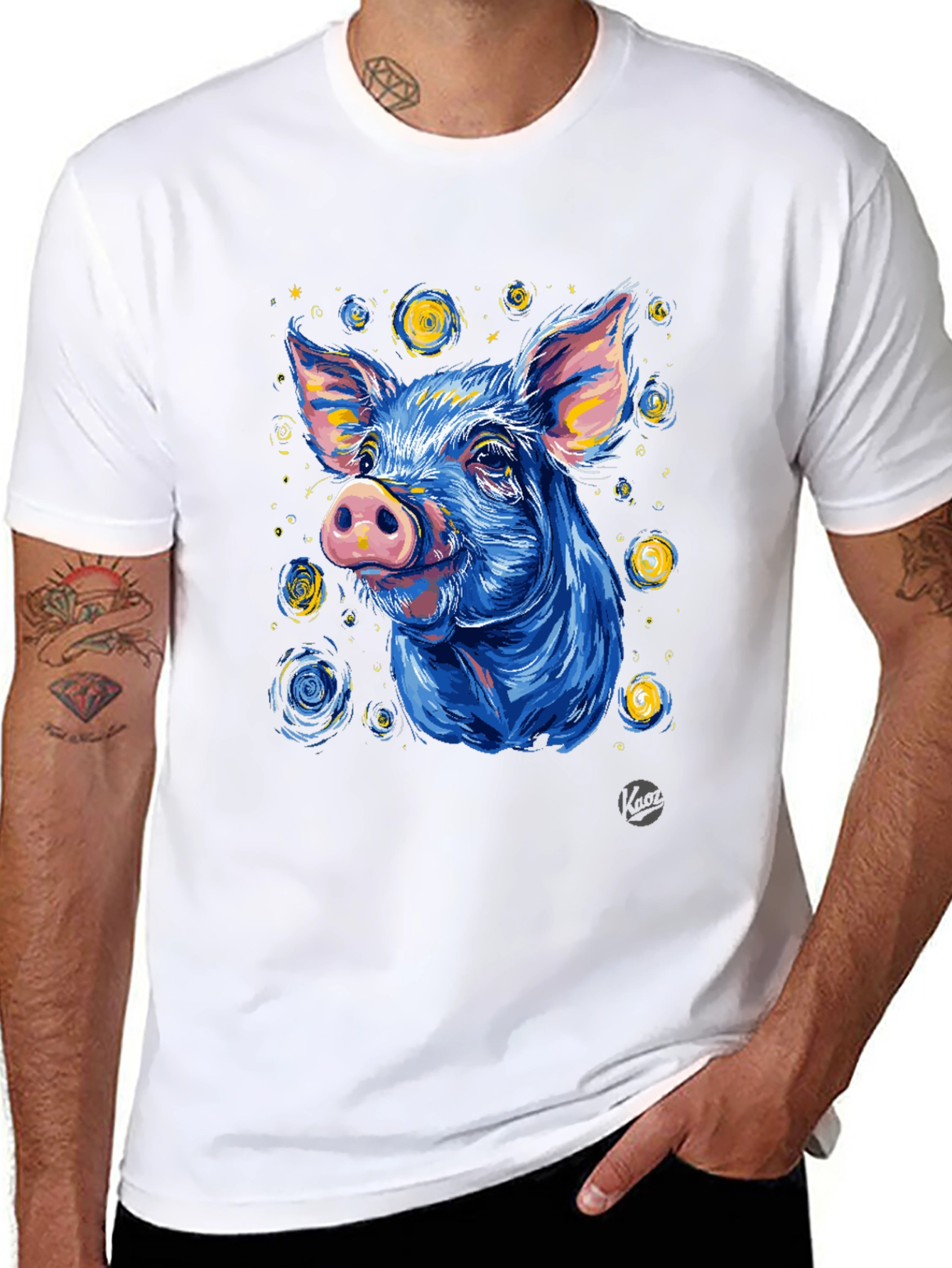 Starry Pig Graphic Tee - Unique Artistic Design