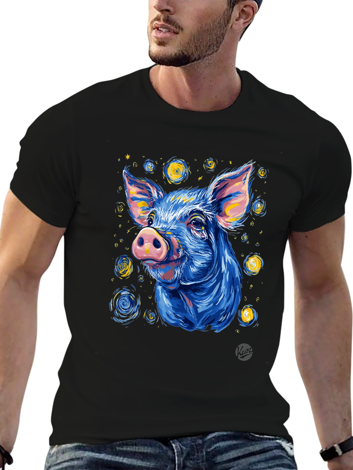 Starry Pig Graphic Tee - Unique Artistic Design