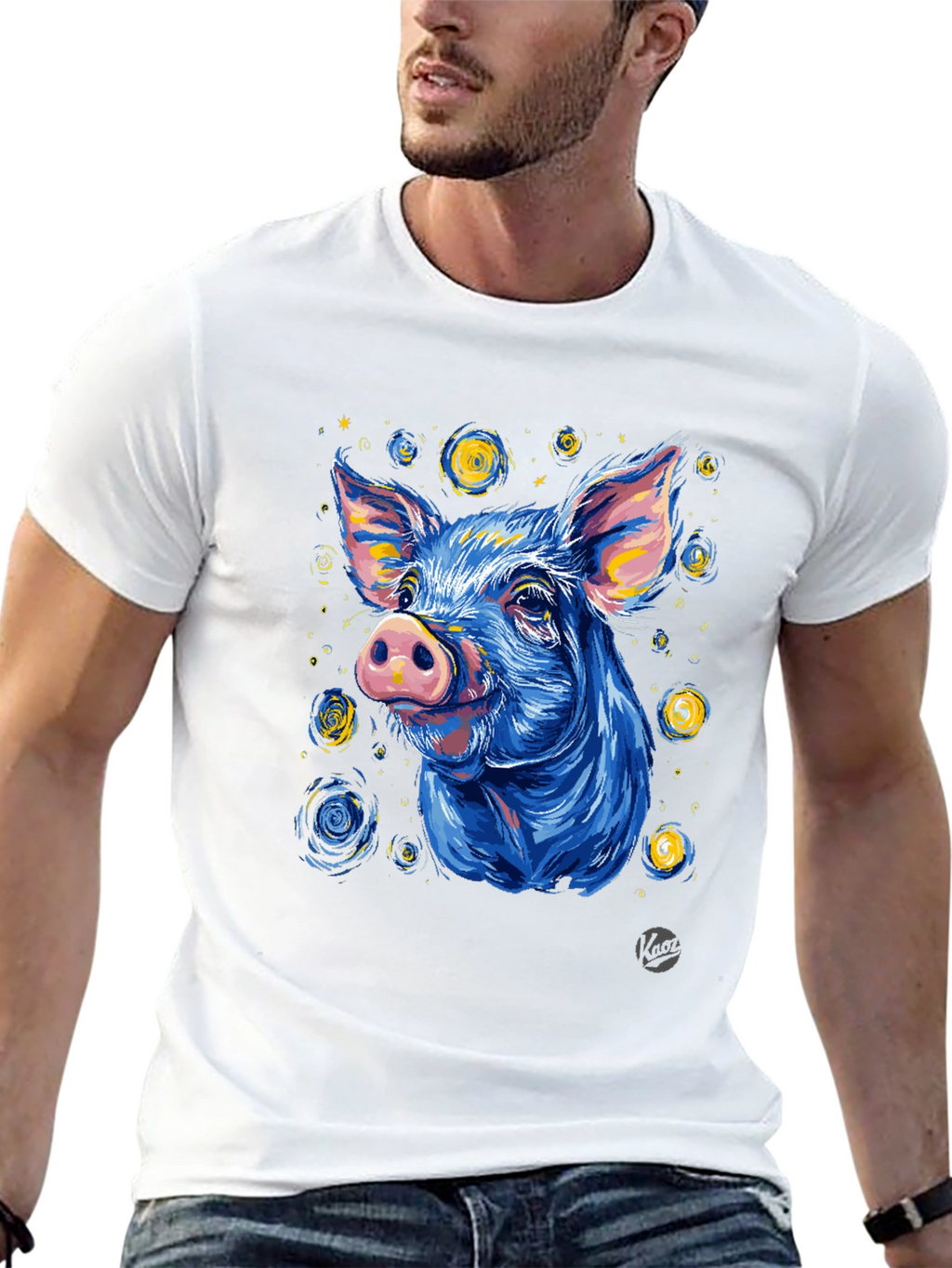 Starry Pig Graphic Tee - Unique Artistic Design