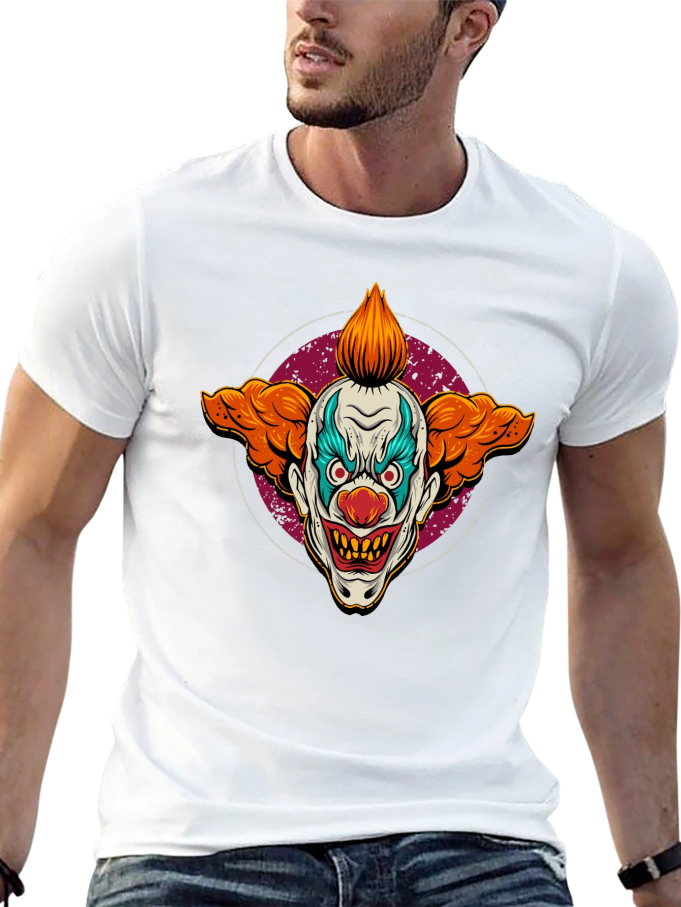 Scary Clown Graphic Print Black T-Shirt