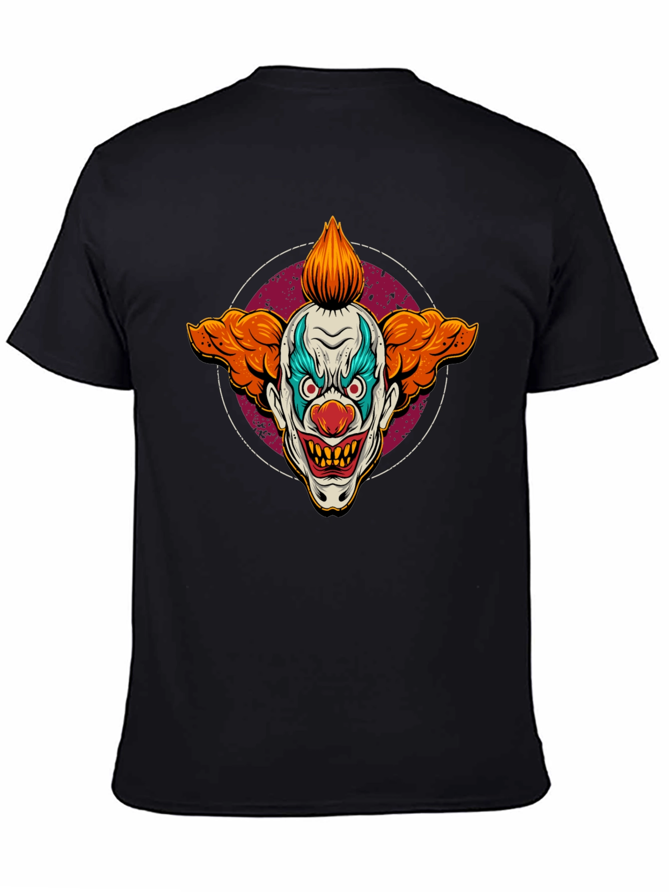 Scary Clown Graphic Print Black T-Shirt