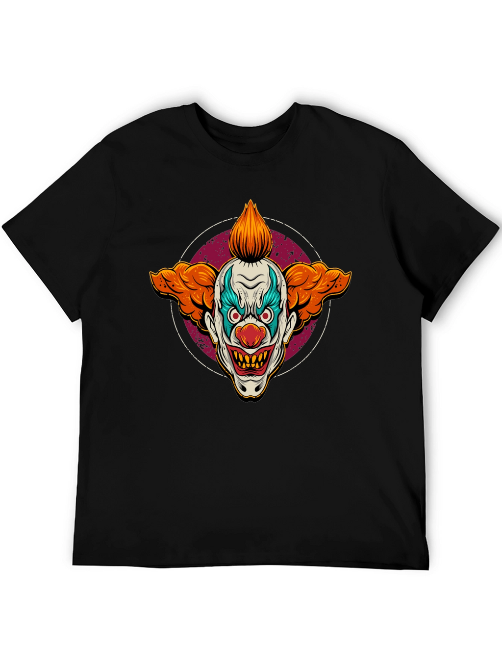 Scary Clown Graphic Print Black T-Shirt