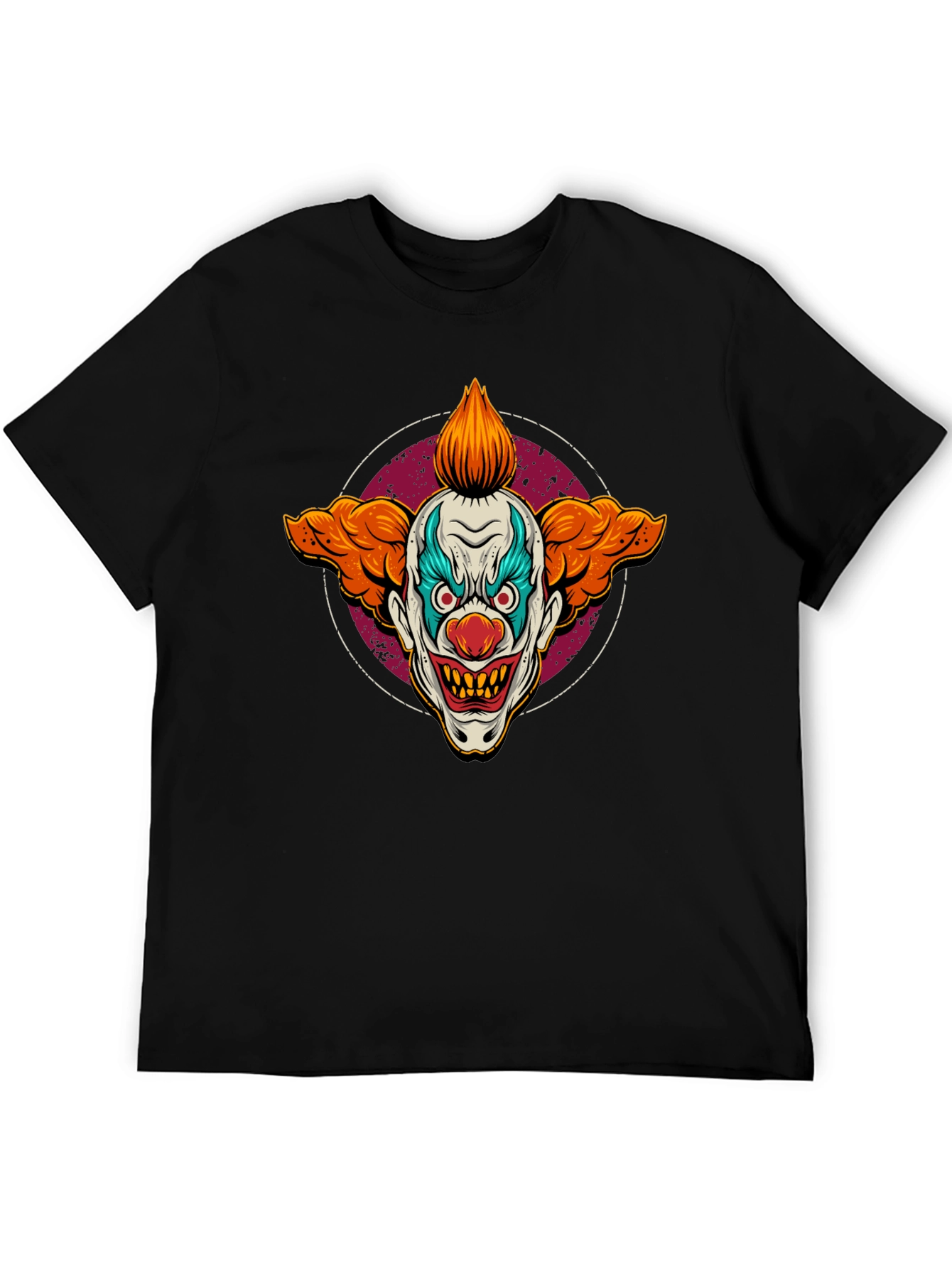 Scary Clown Graphic Print Black T-Shirt