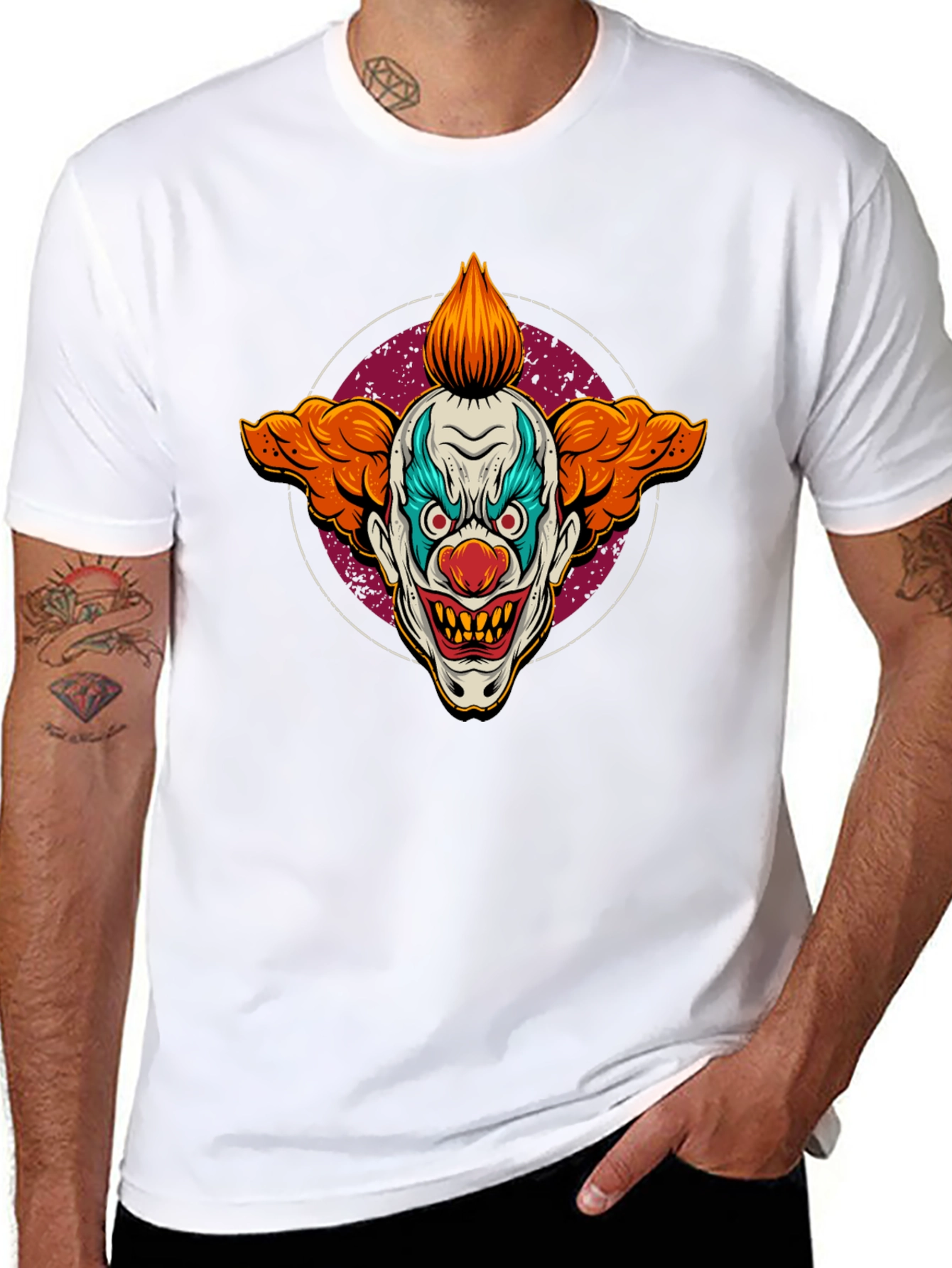 Scary Clown Graphic Print Black T-Shirt