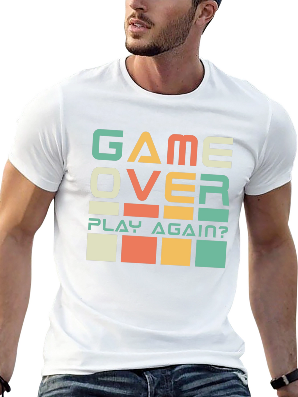 Game Over? Play Again? Black Graphic T-Shirt