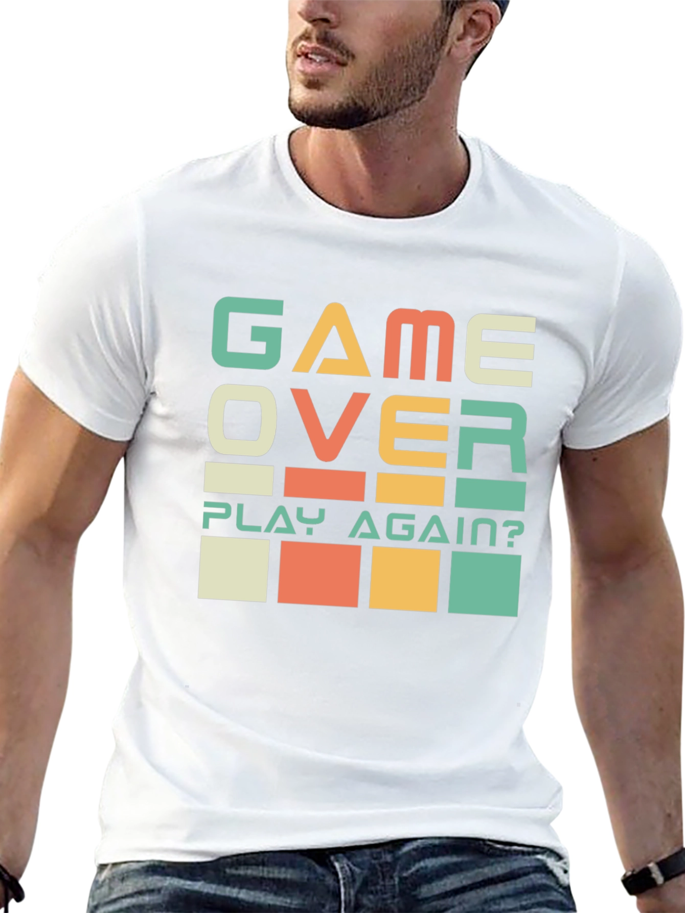 Game Over? Play Again? Black Graphic T-Shirt