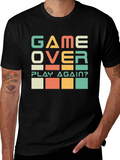 Game Over? Play Again? Black Graphic T-Shirt