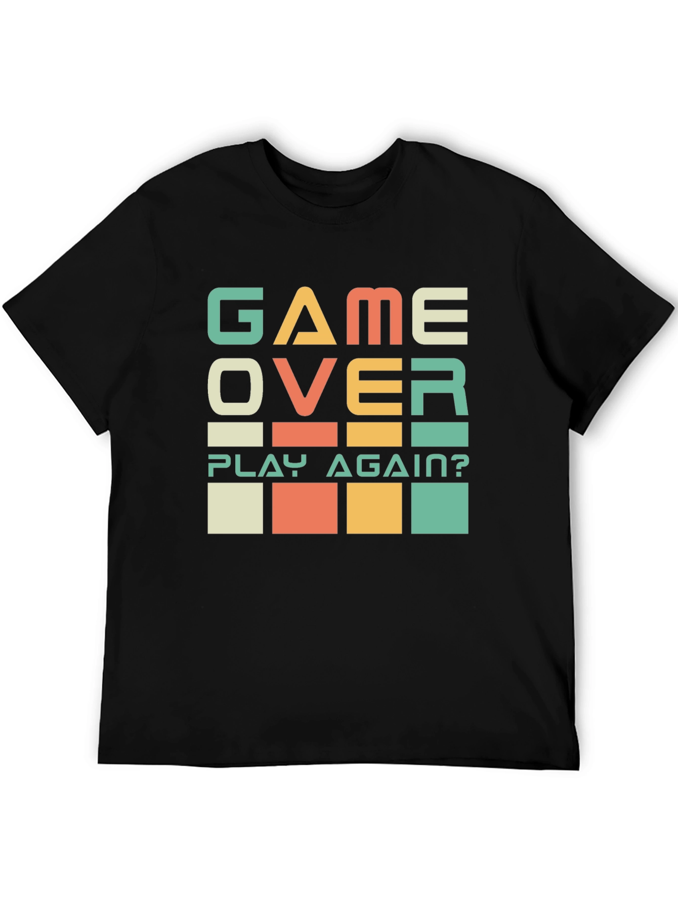 Game Over? Play Again? Black Graphic T-Shirt