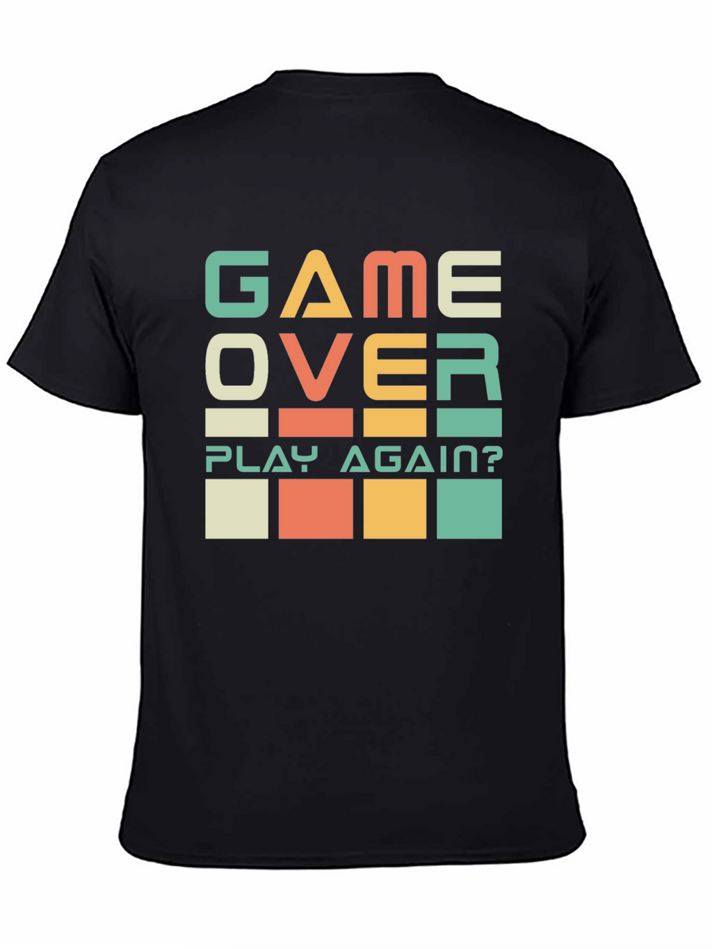 Game Over? Play Again? Black Graphic T-Shirt