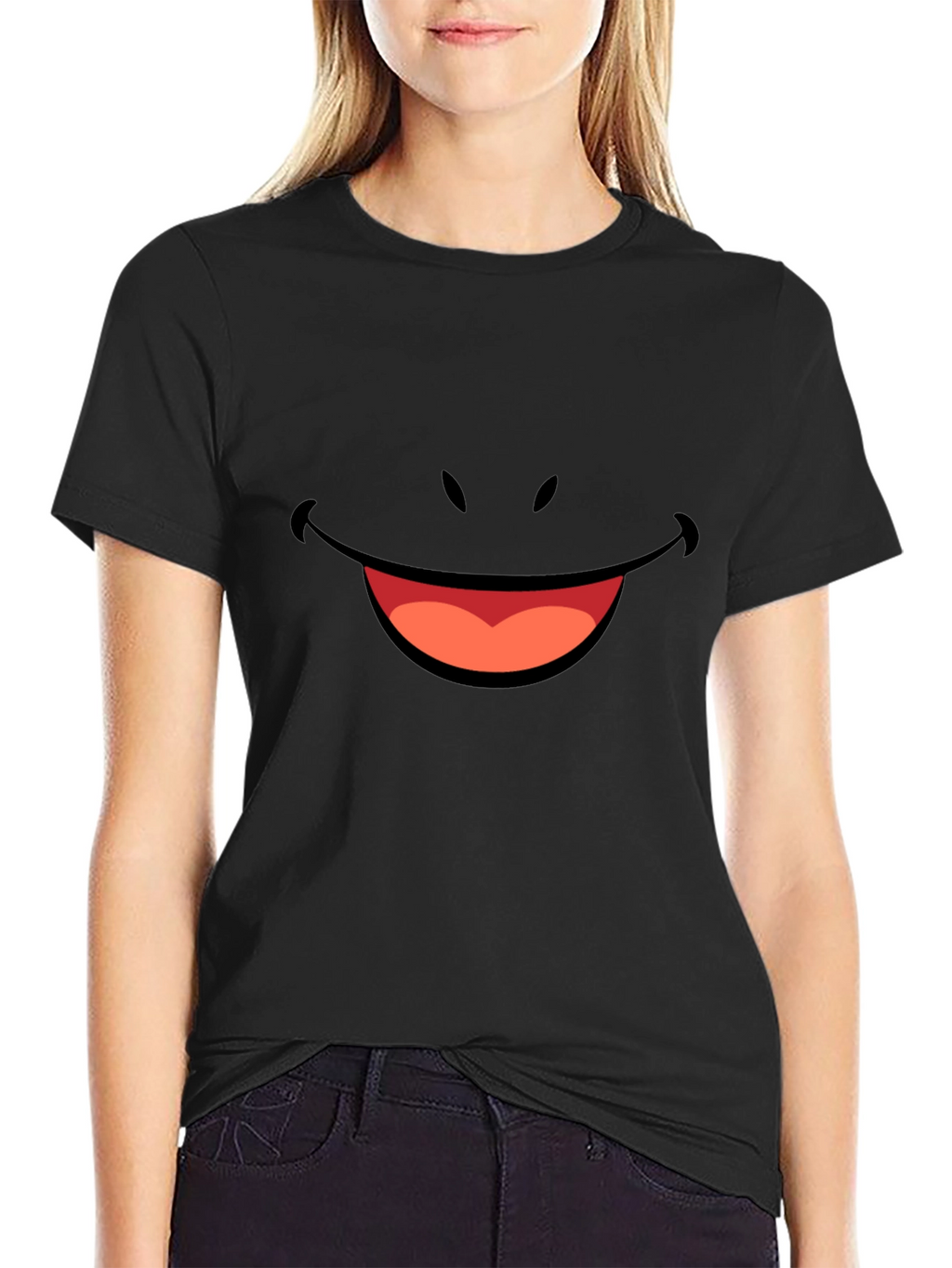 Smiley Face Graphic Tee - Black Comfort Fit