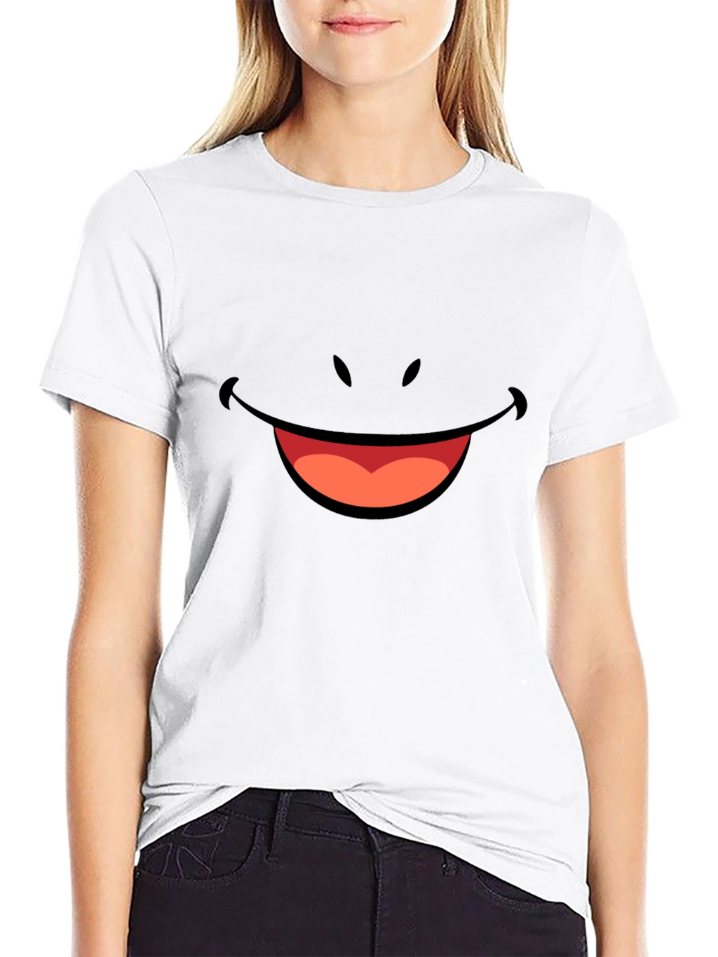 Smiley Face Graphic Tee - Black Comfort Fit
