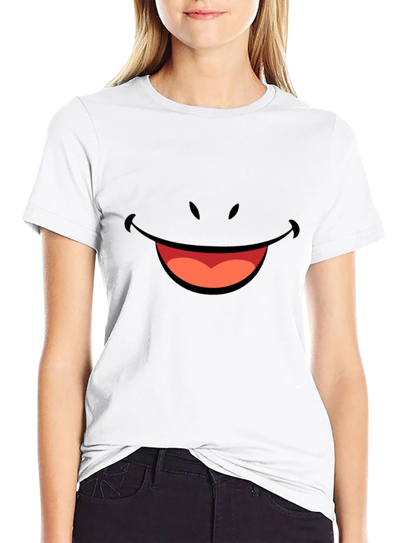 Smiley Face Graphic Tee - Black Comfort Fit