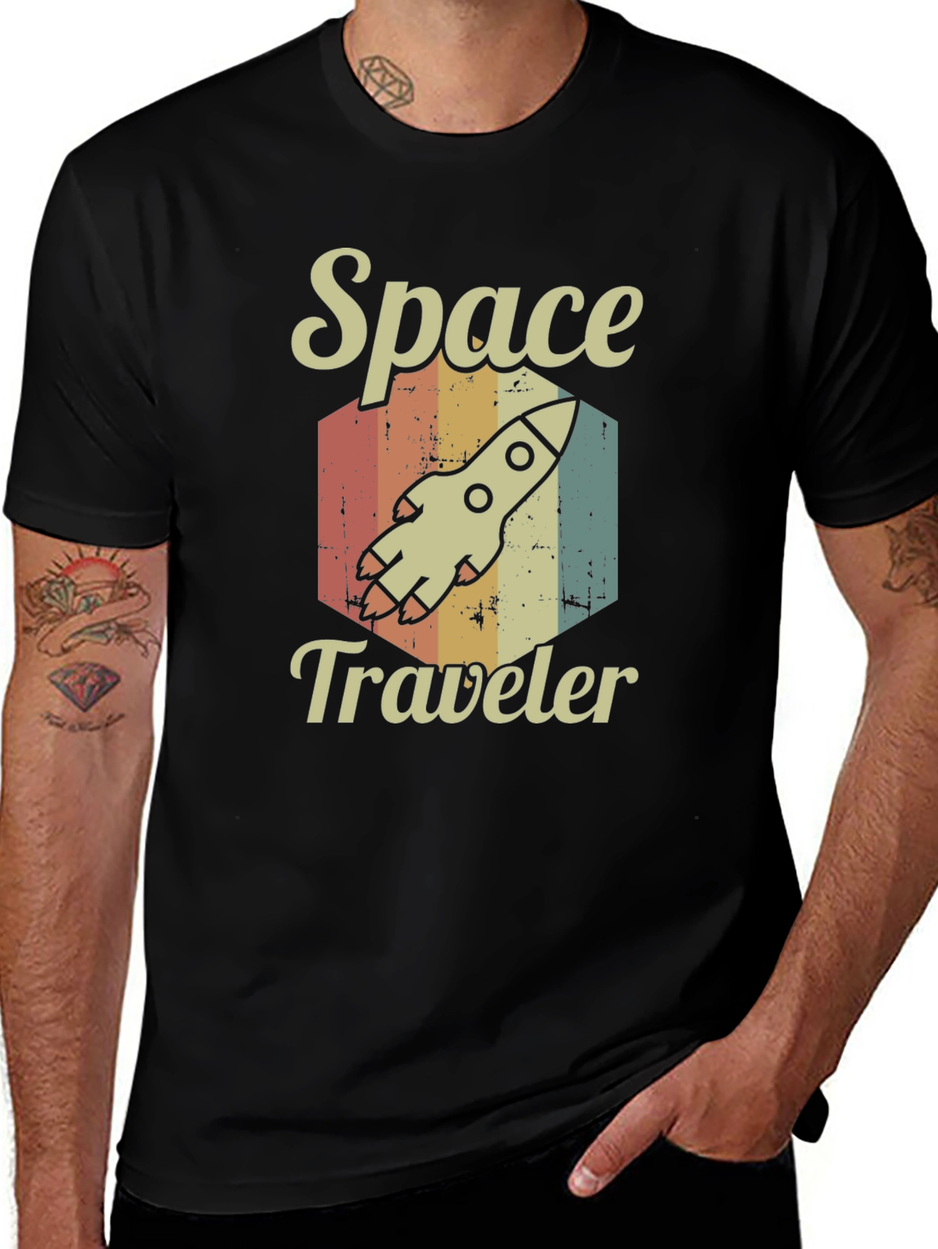 Space Traveler Retro Graphic T-Shirt