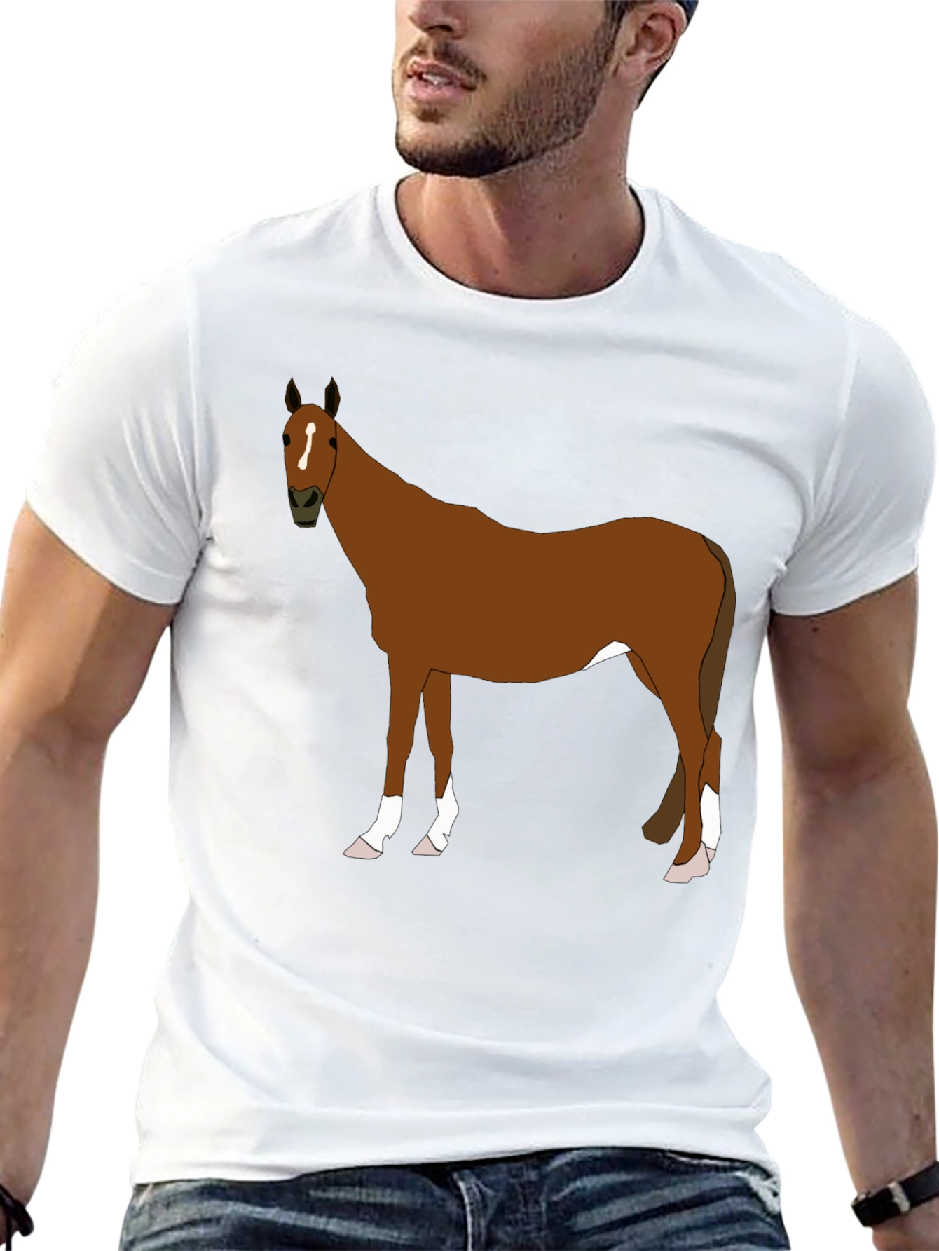 Horse Graphic Tee - Black Cotton Blend