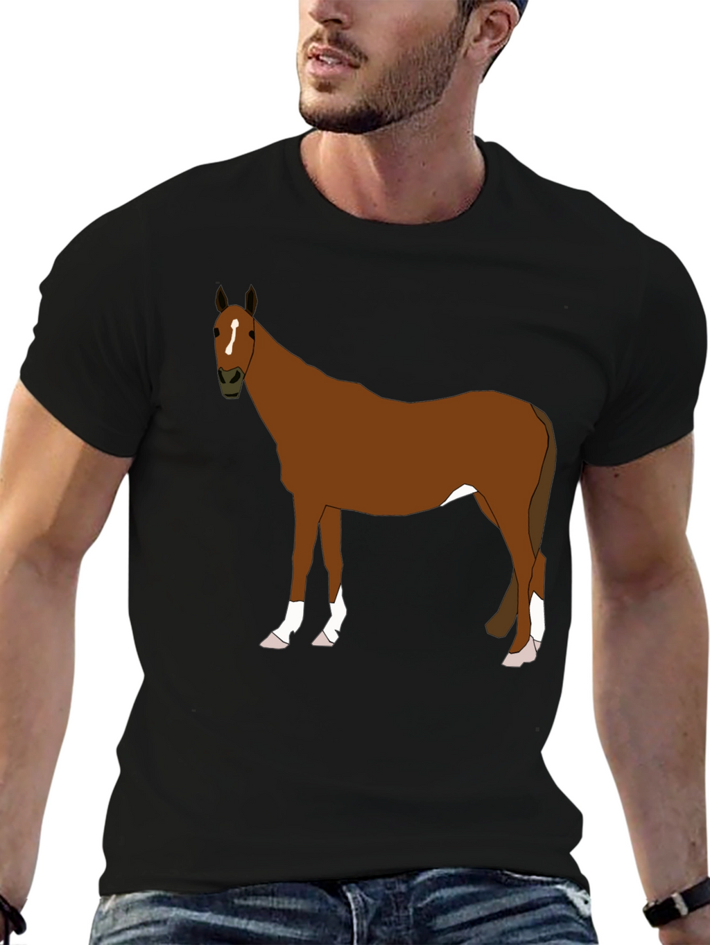 Horse Graphic Tee - Black Cotton Blend