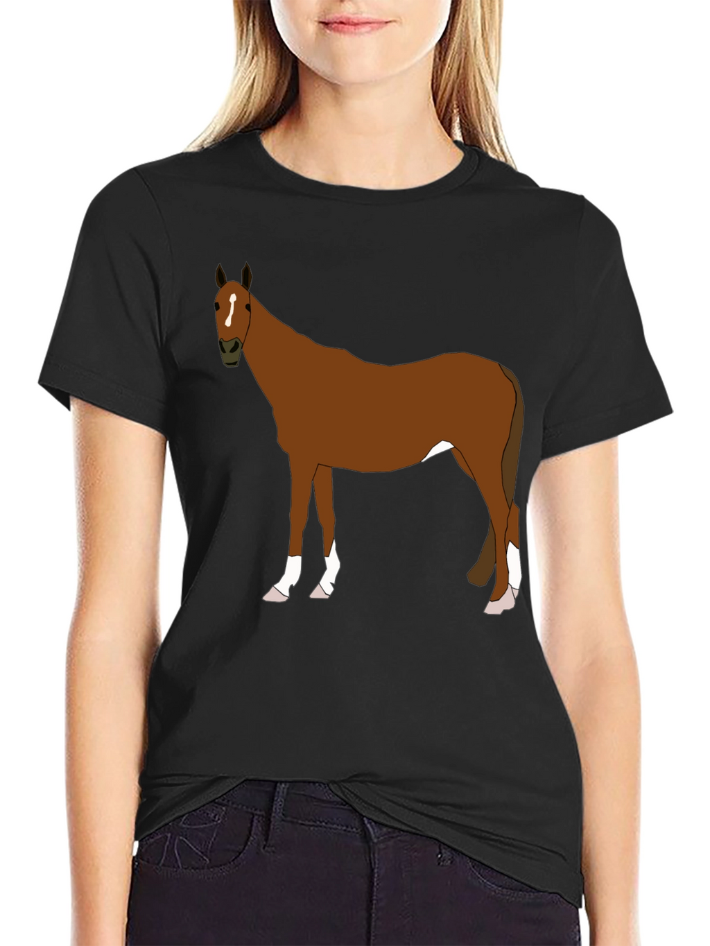 Horse Graphic Tee - Black Cotton Blend