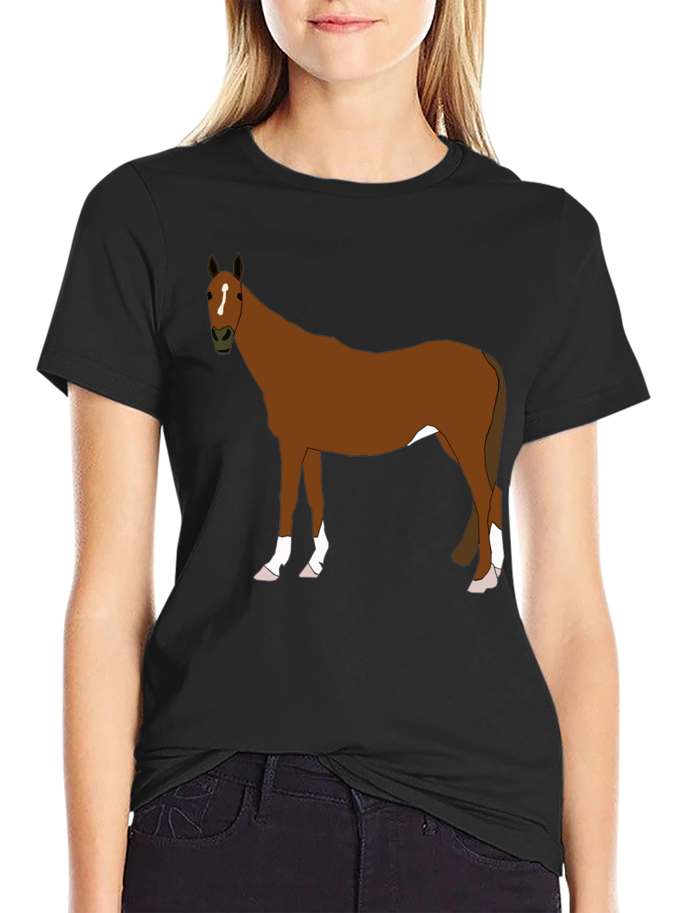 Horse Graphic Tee - Black Cotton Blend