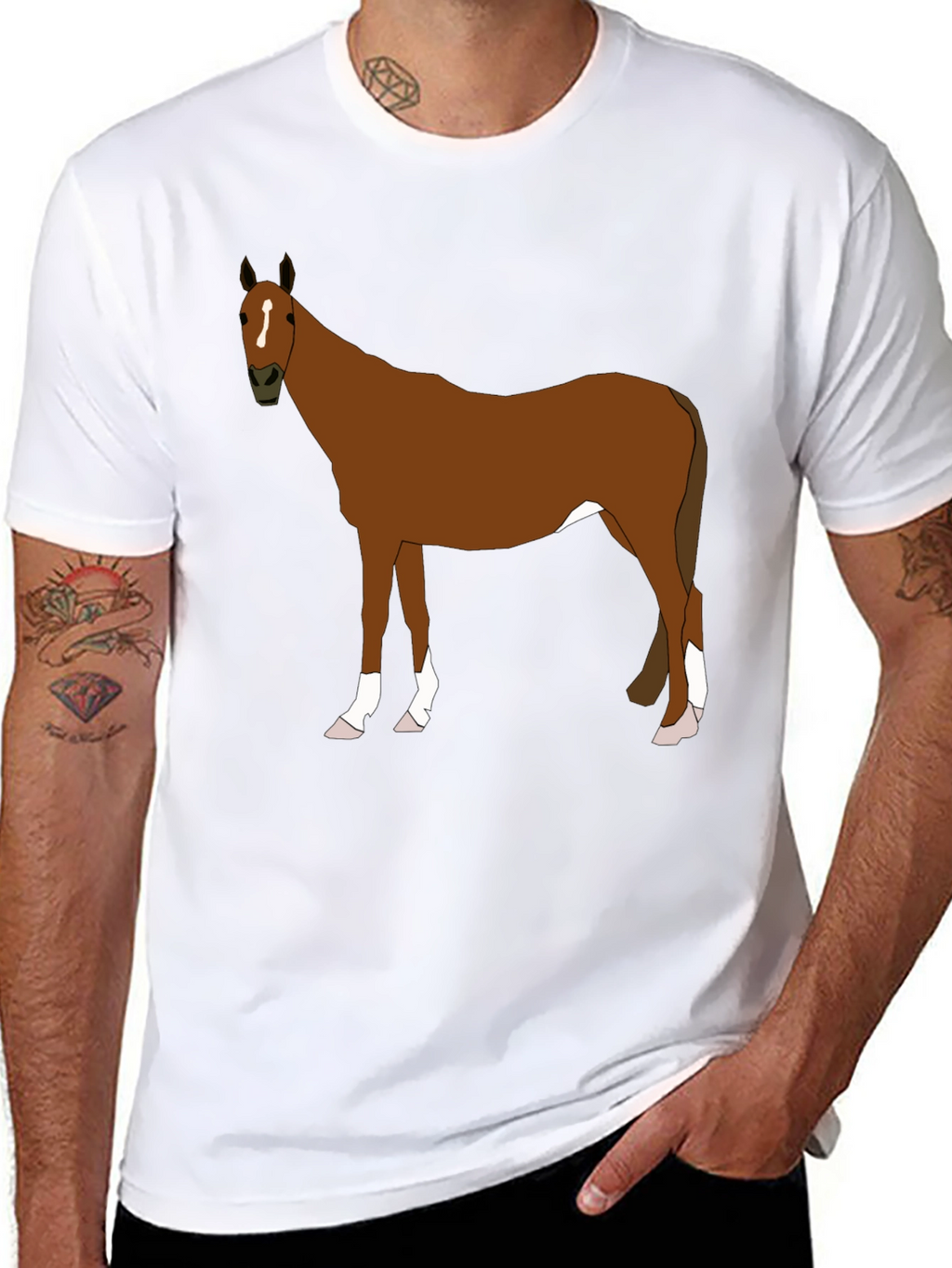 Horse Graphic Tee - Black Cotton Blend