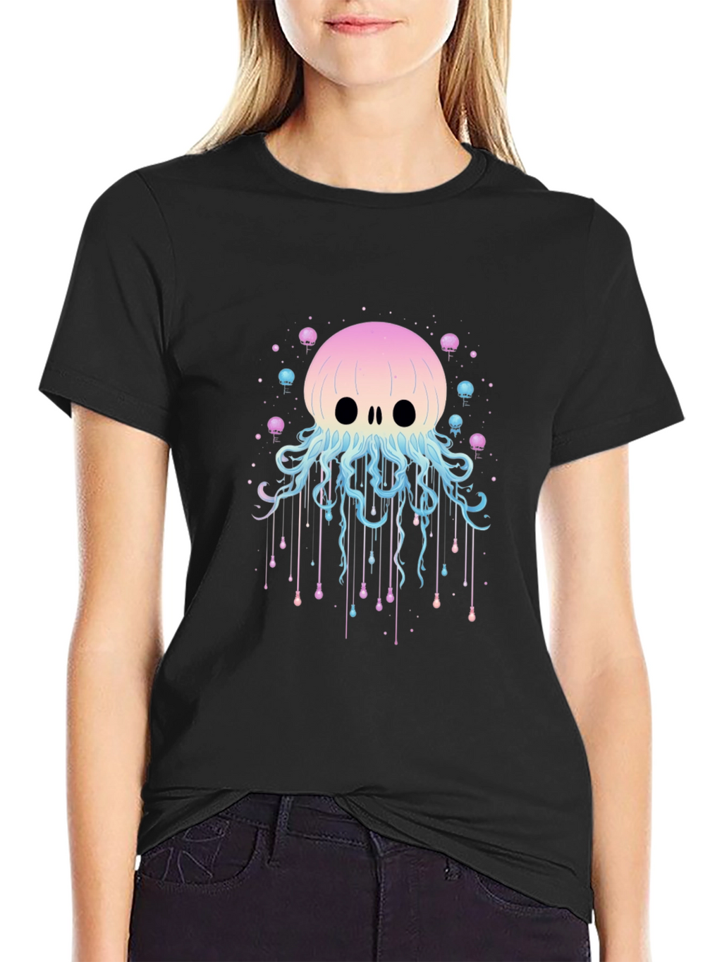 Skull Jellyfish Graphic Print T-Shirt