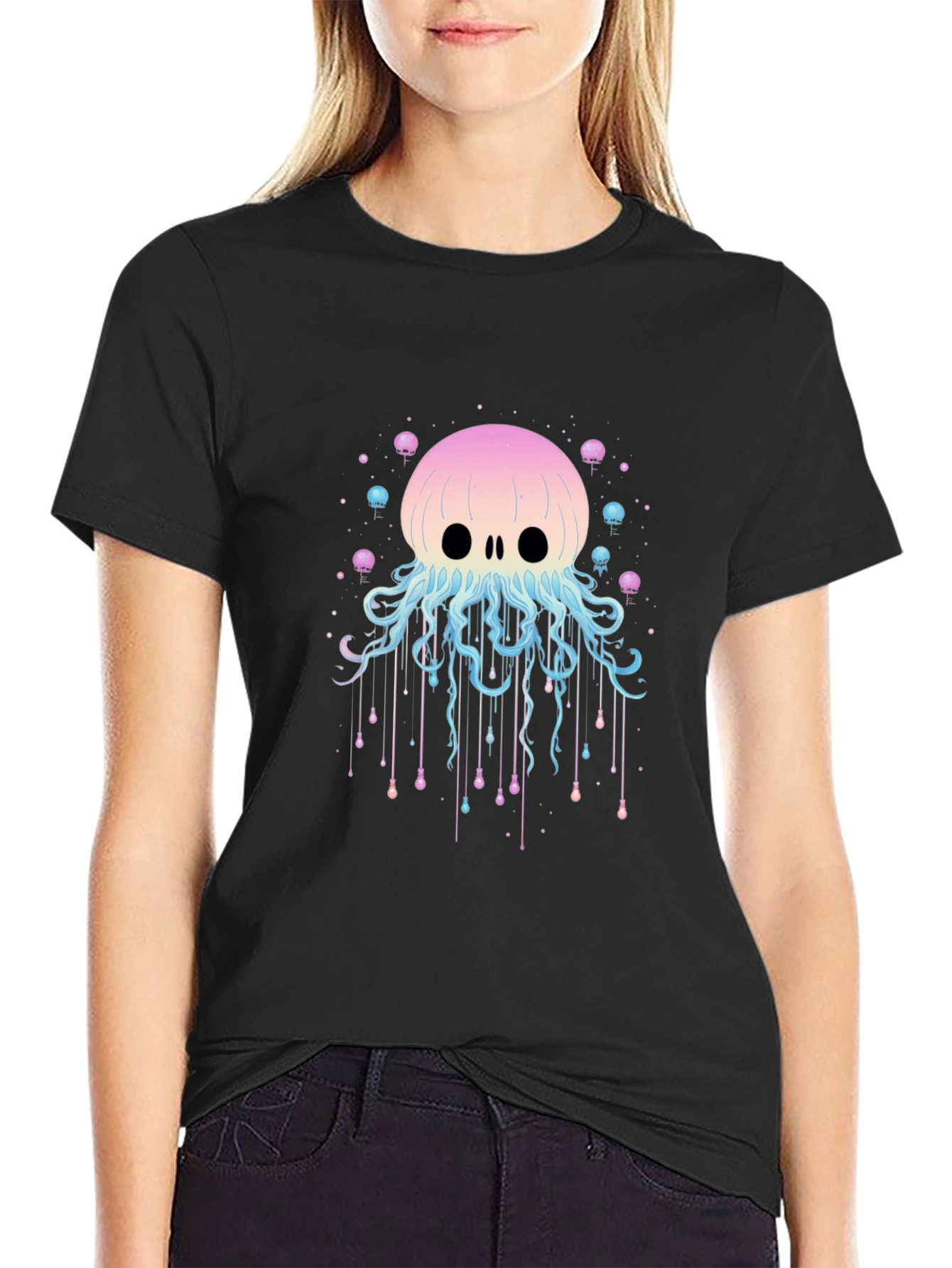Skull Jellyfish Graphic Print T-Shirt