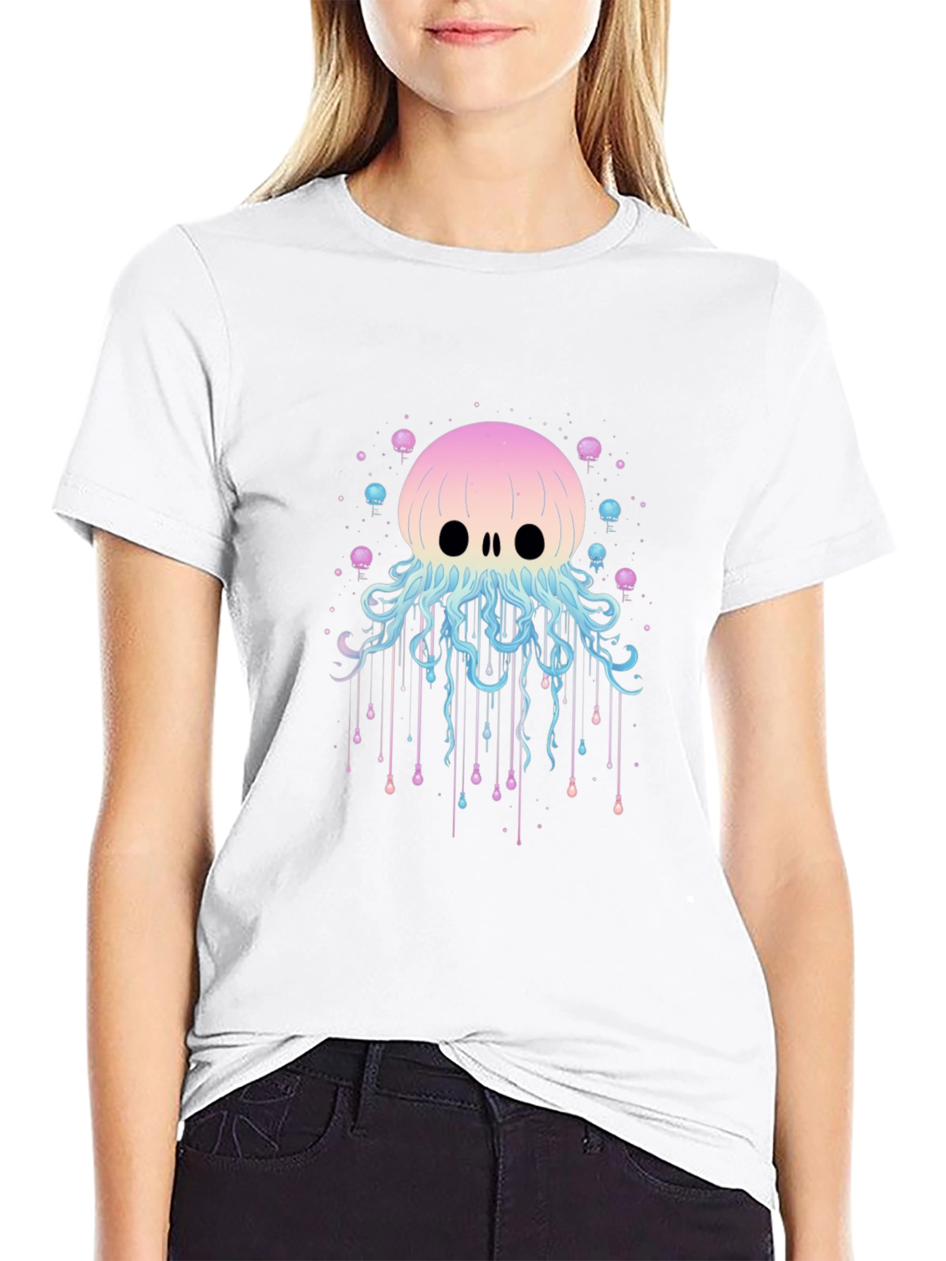 Skull Jellyfish Graphic Print T-Shirt