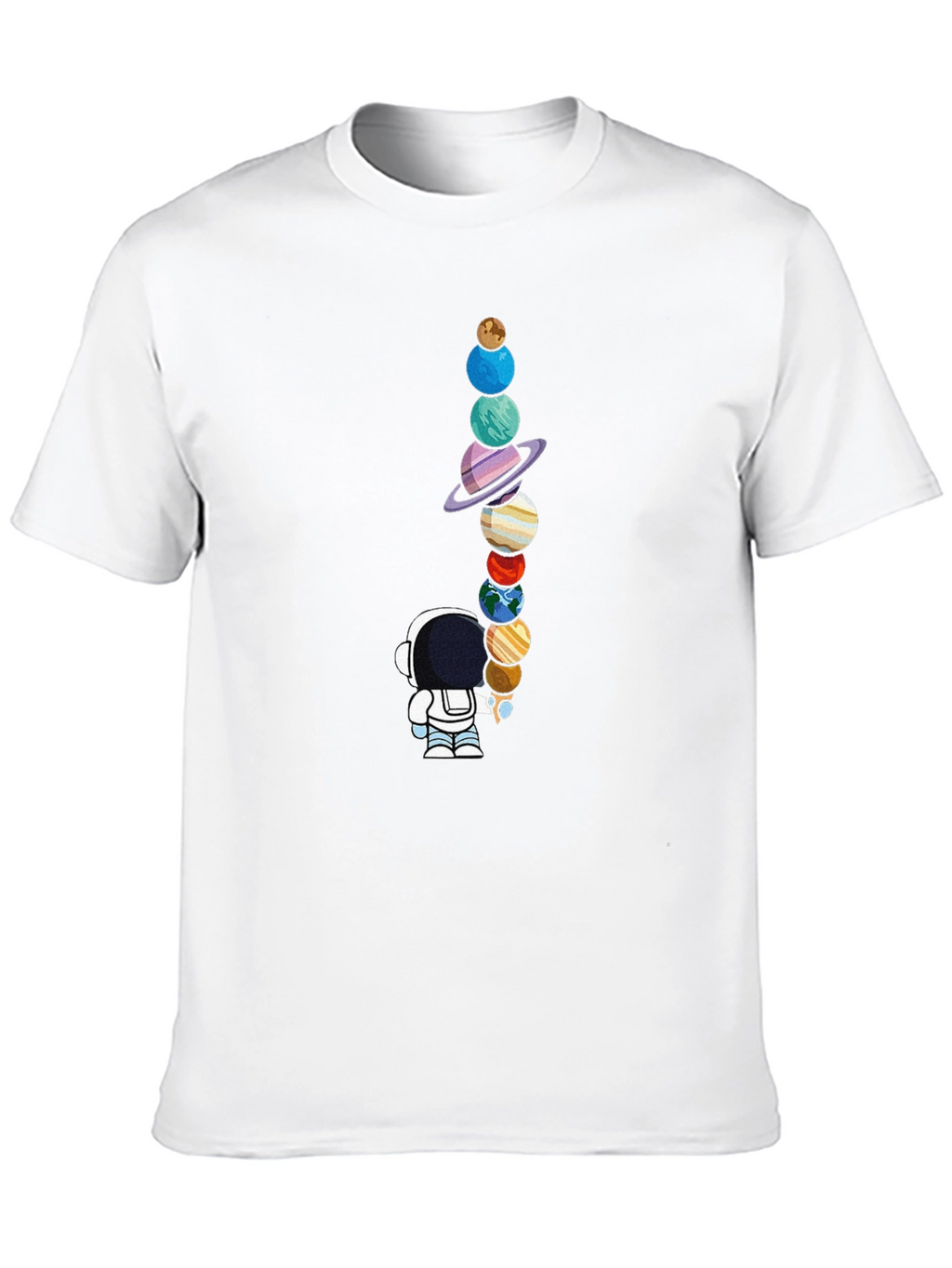 Astronaut Planets Graphic Tee - Space Lovers Black T-Shirt