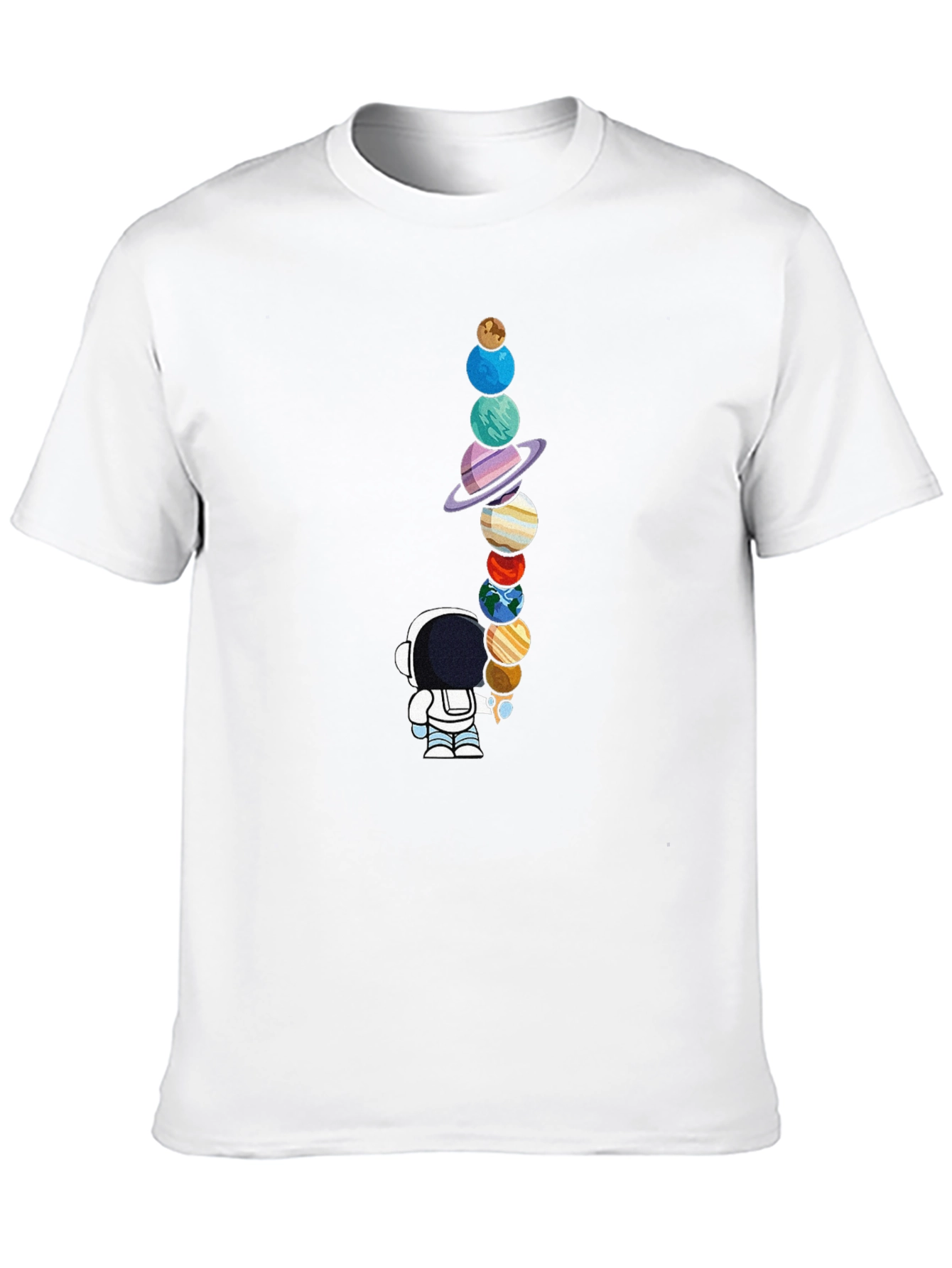 Astronaut Planets Graphic Tee - Space Lovers Black T-Shirt