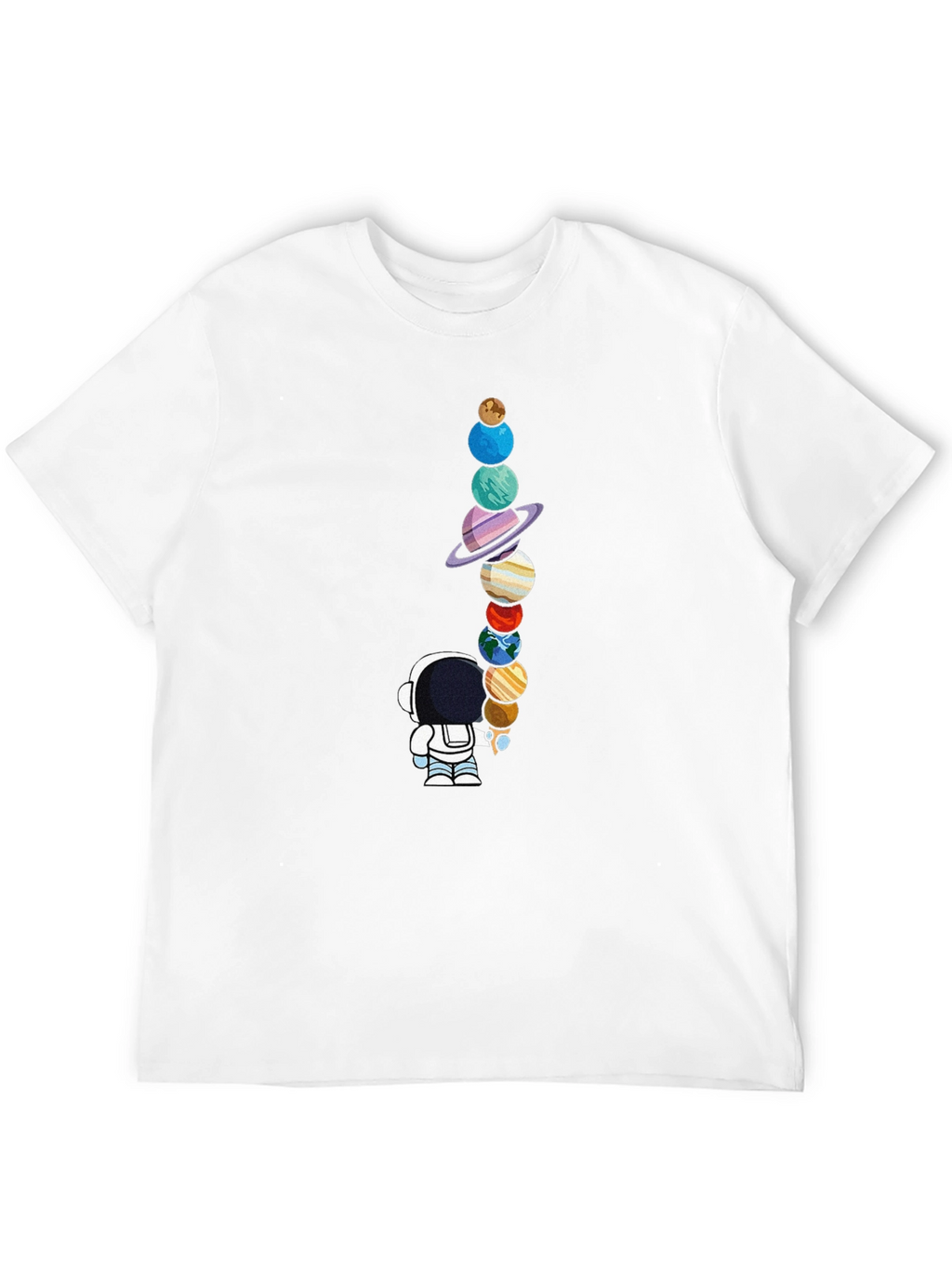 Astronaut Planets Graphic Tee - Space Lovers Black T-Shirt