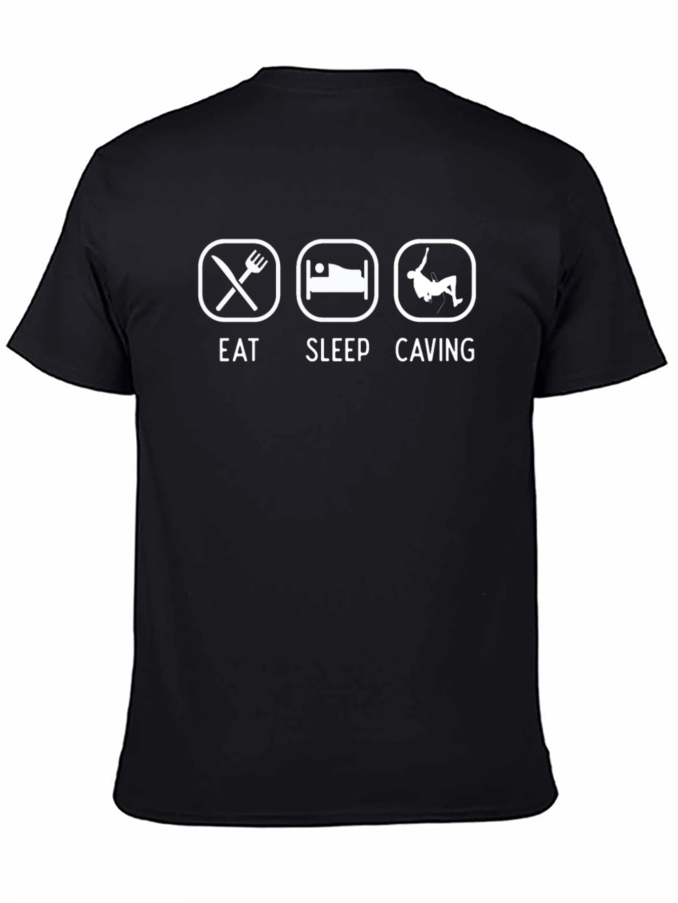 Eat Sleep Caving Black T-Shirt - Adventure Apparel