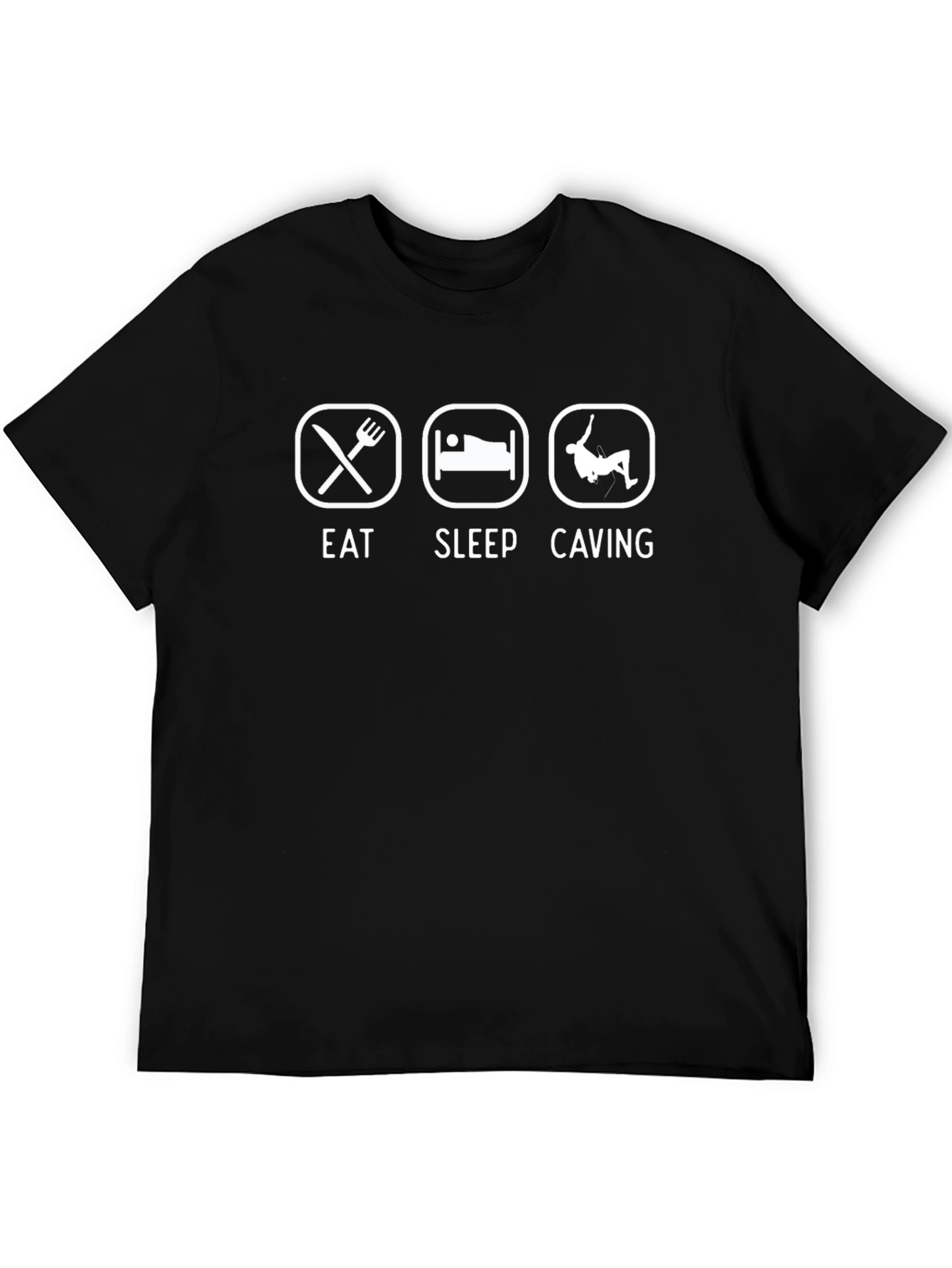Eat Sleep Caving Black T-Shirt - Adventure Apparel