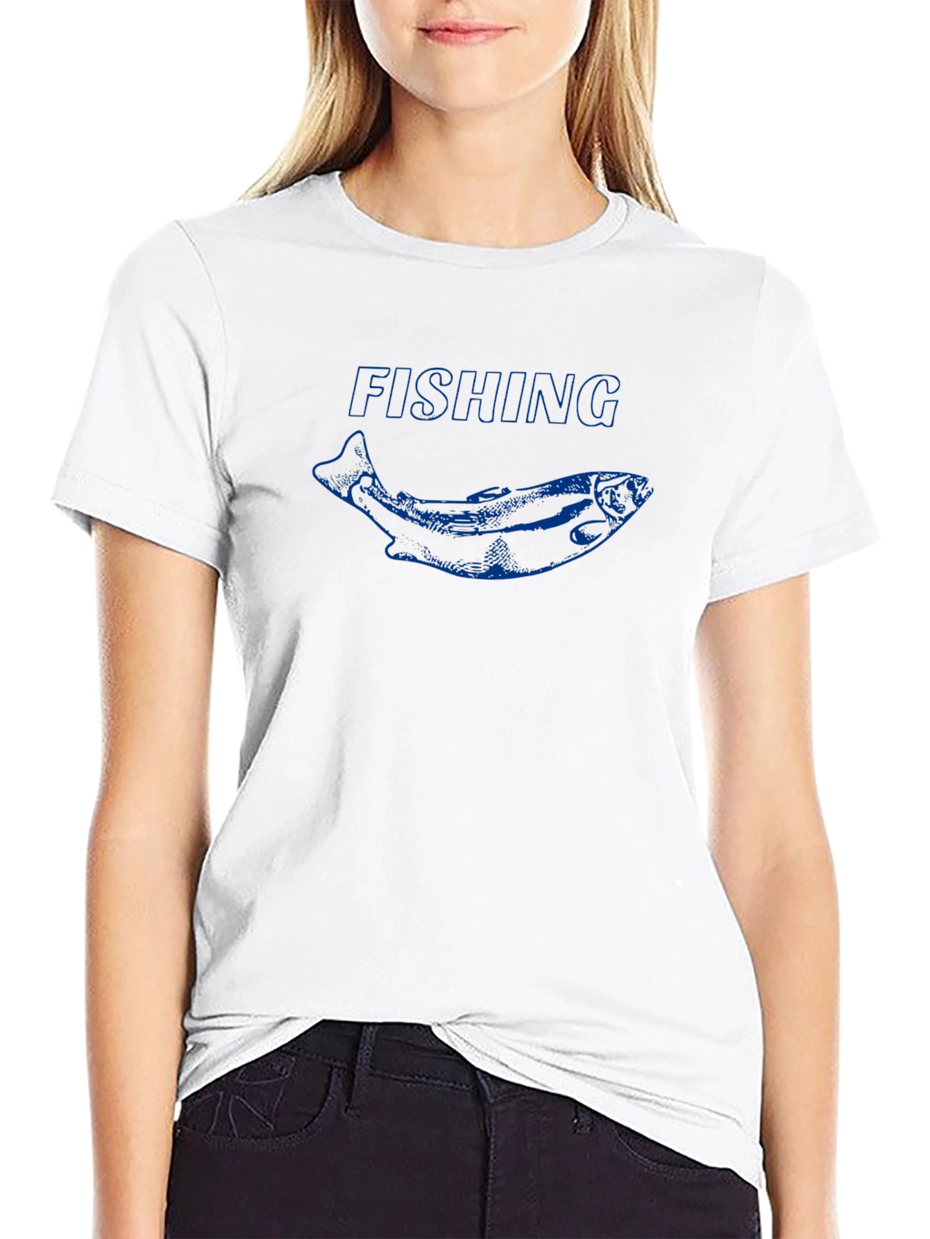 Fishing T-Shirt with Blue Fish Graphic