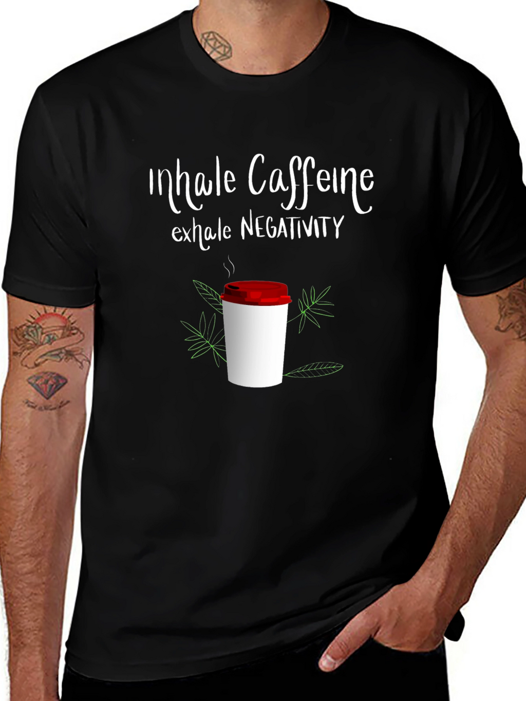 Inhale Caffeine Exhale Negativity Graphic Tee