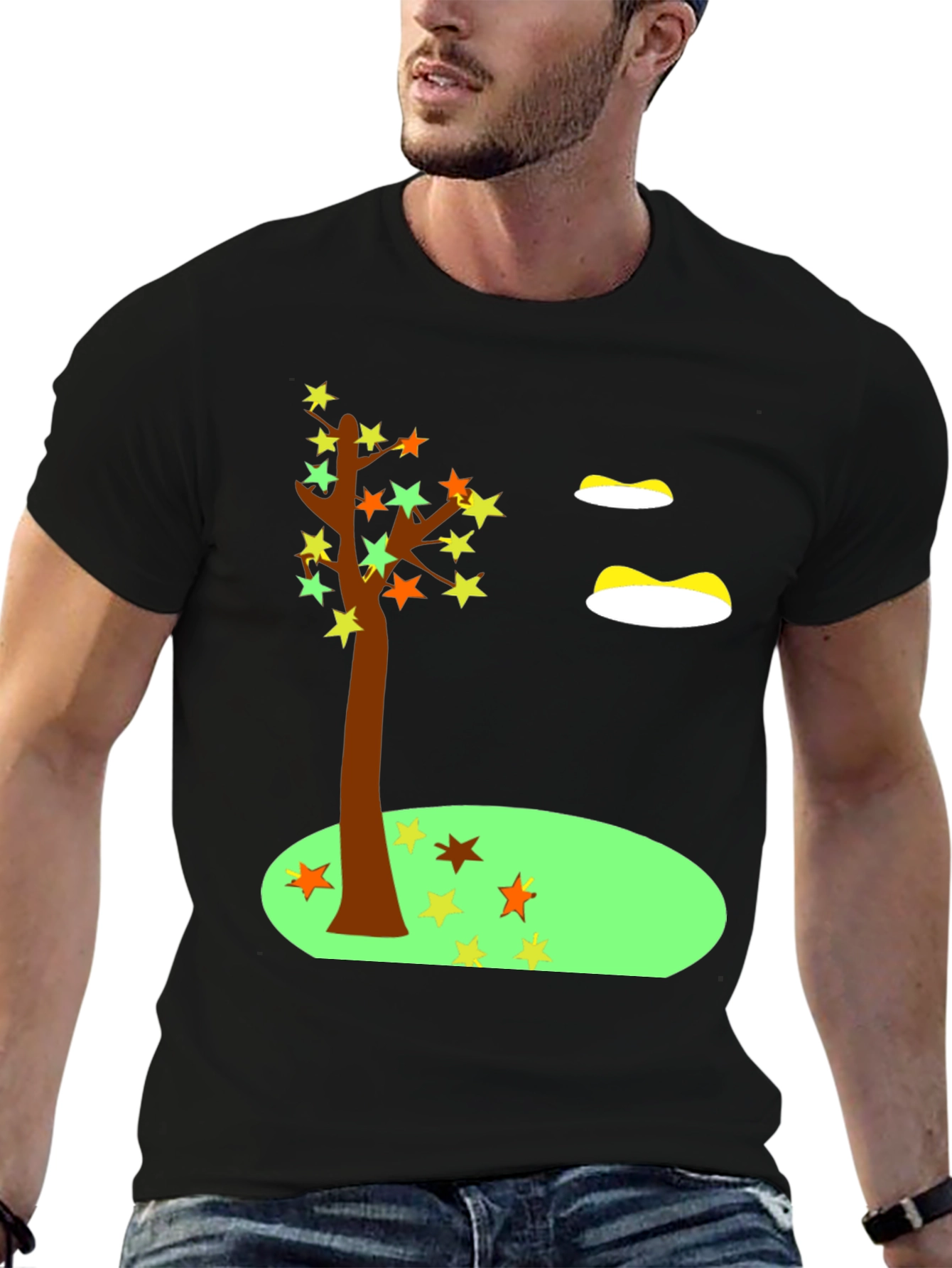 Fall Tree T-Shirt Star Leaves Autumn Design
