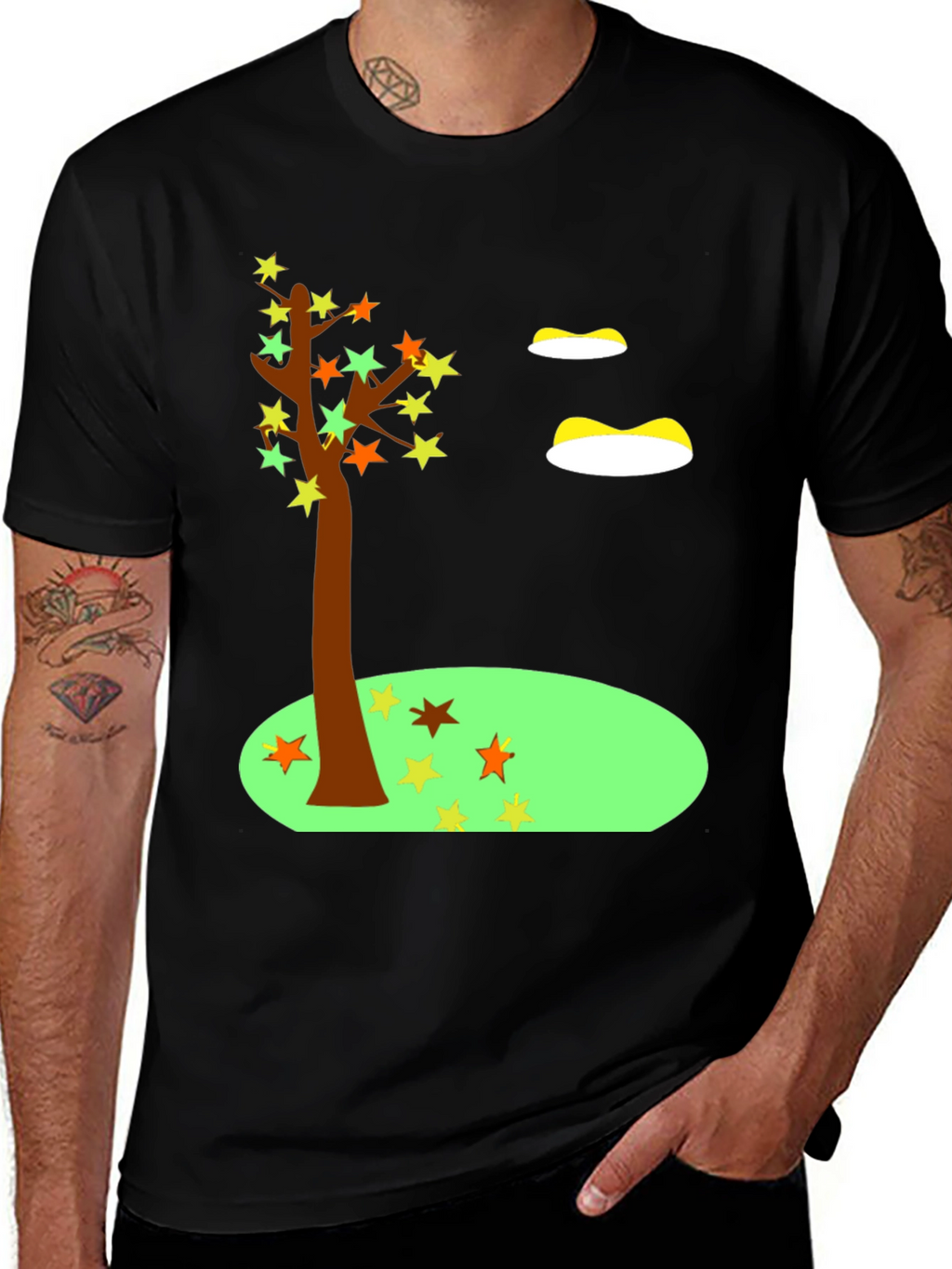 Fall Tree T-Shirt Star Leaves Autumn Design