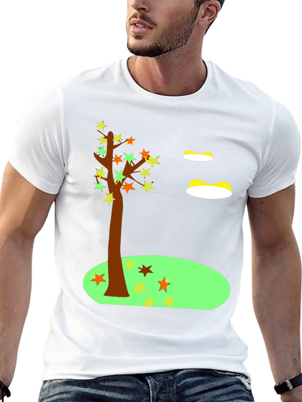 Fall Tree T-Shirt Star Leaves Autumn Design